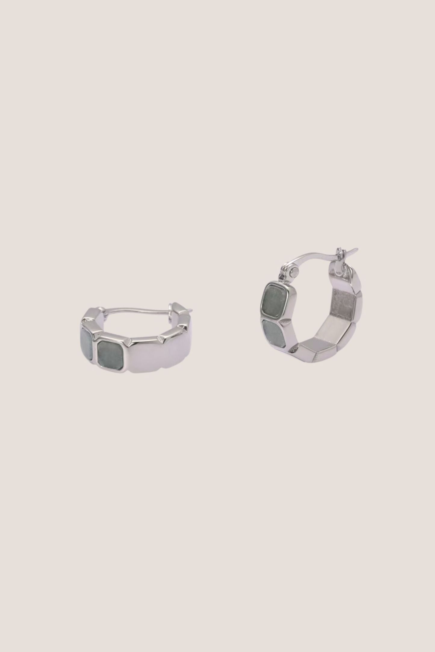 Eterna Aventurine Jade Silver Hoop Earrings 