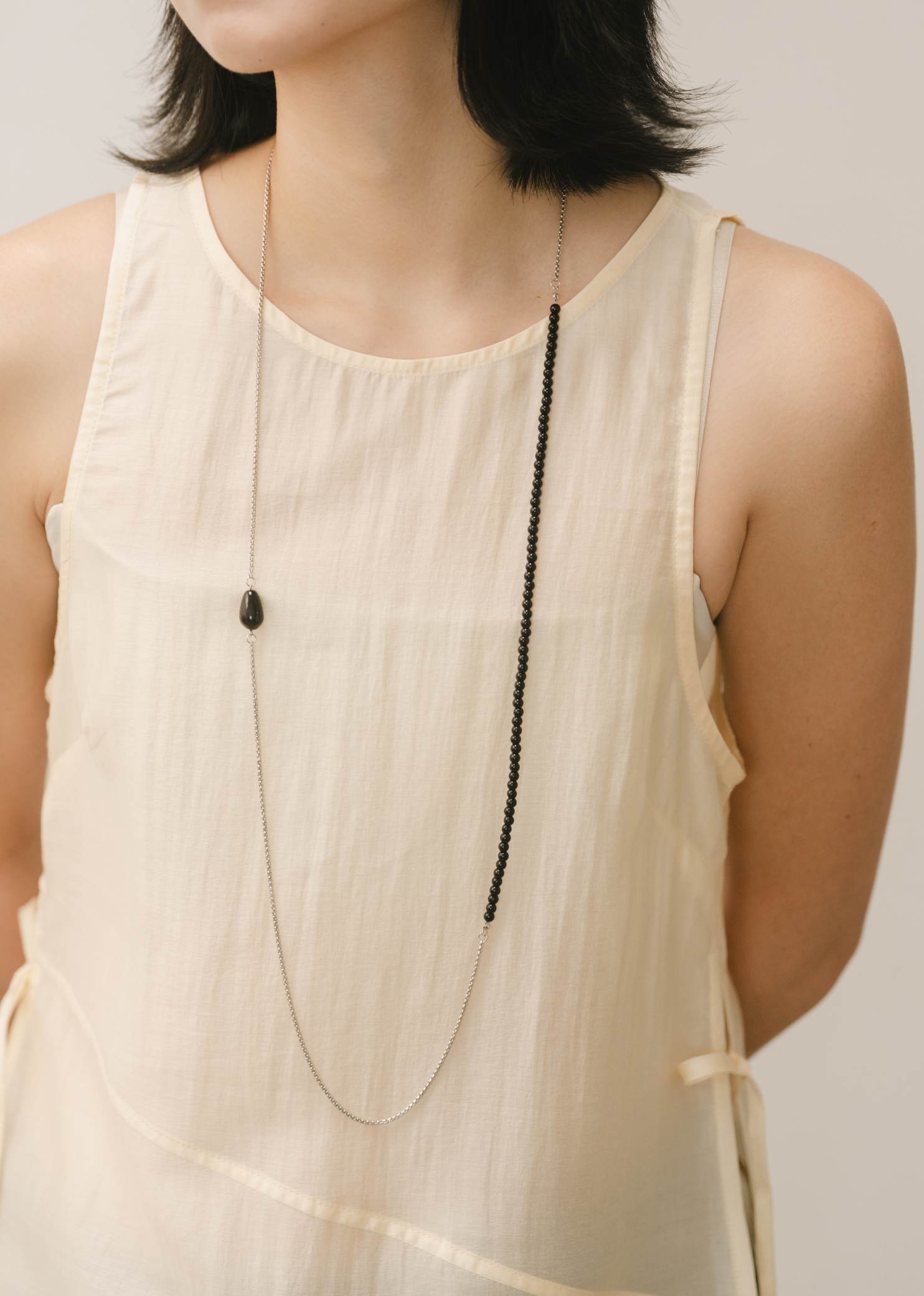 Flow Long Layer Silver Necklace