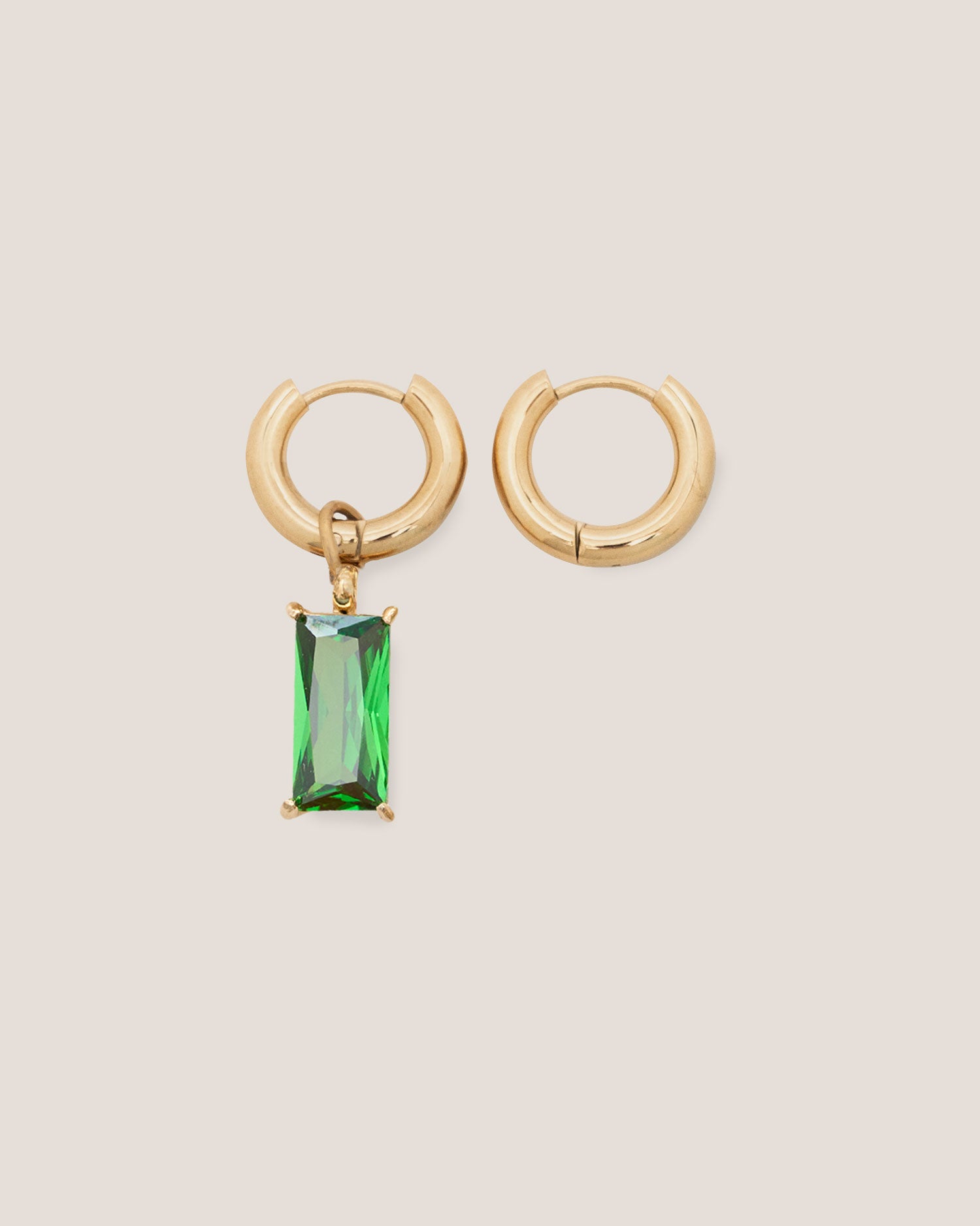 Verity Emerald Mini Gold Hoop Earrings