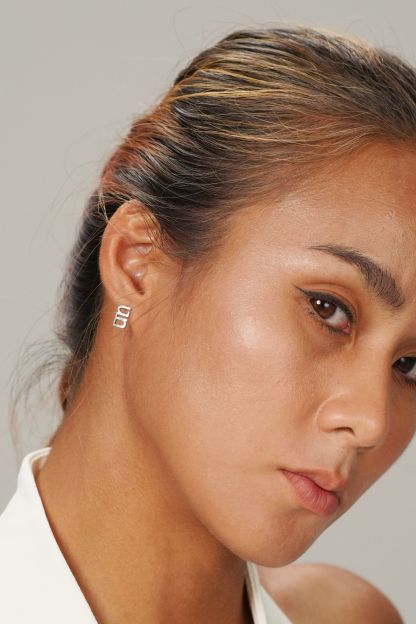 Gung Iconic Silver Stud Earrings