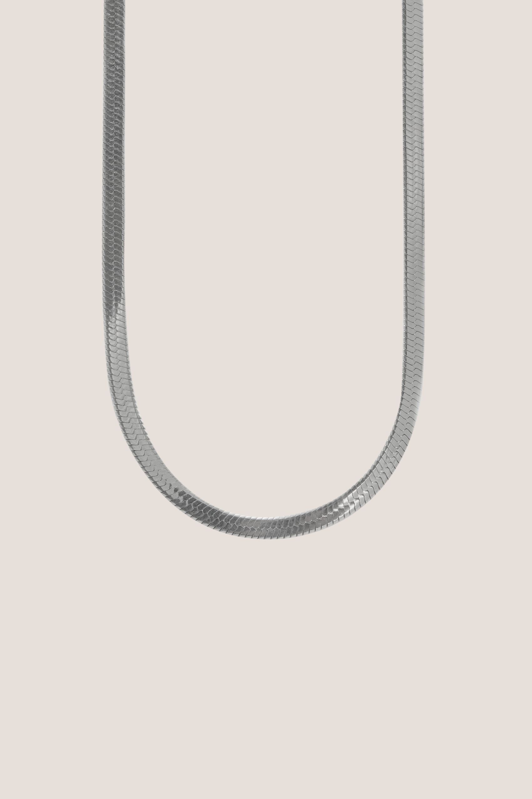 Herringbone Flat Bold Silver Chain Necklace