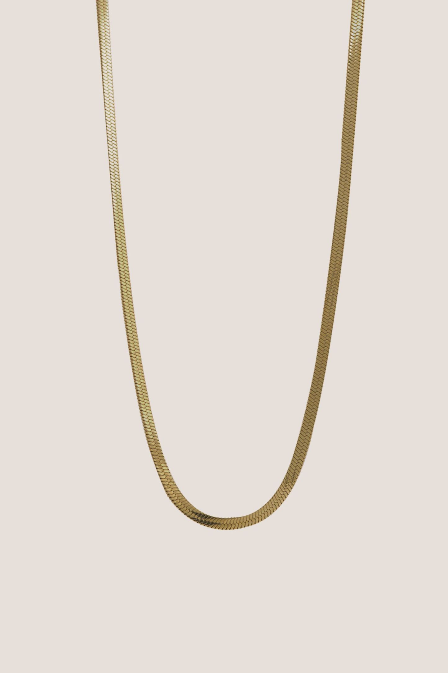 Herringbone Flat Thin Gold Chain Necklace