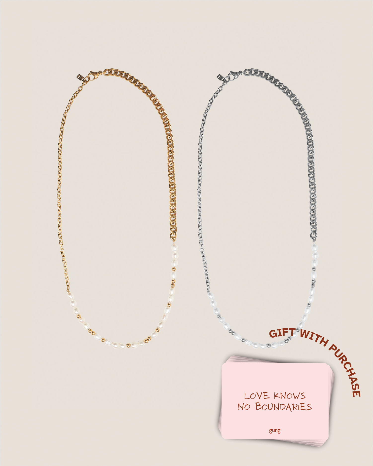 Allure Pearl Chain Necklace Couple Set