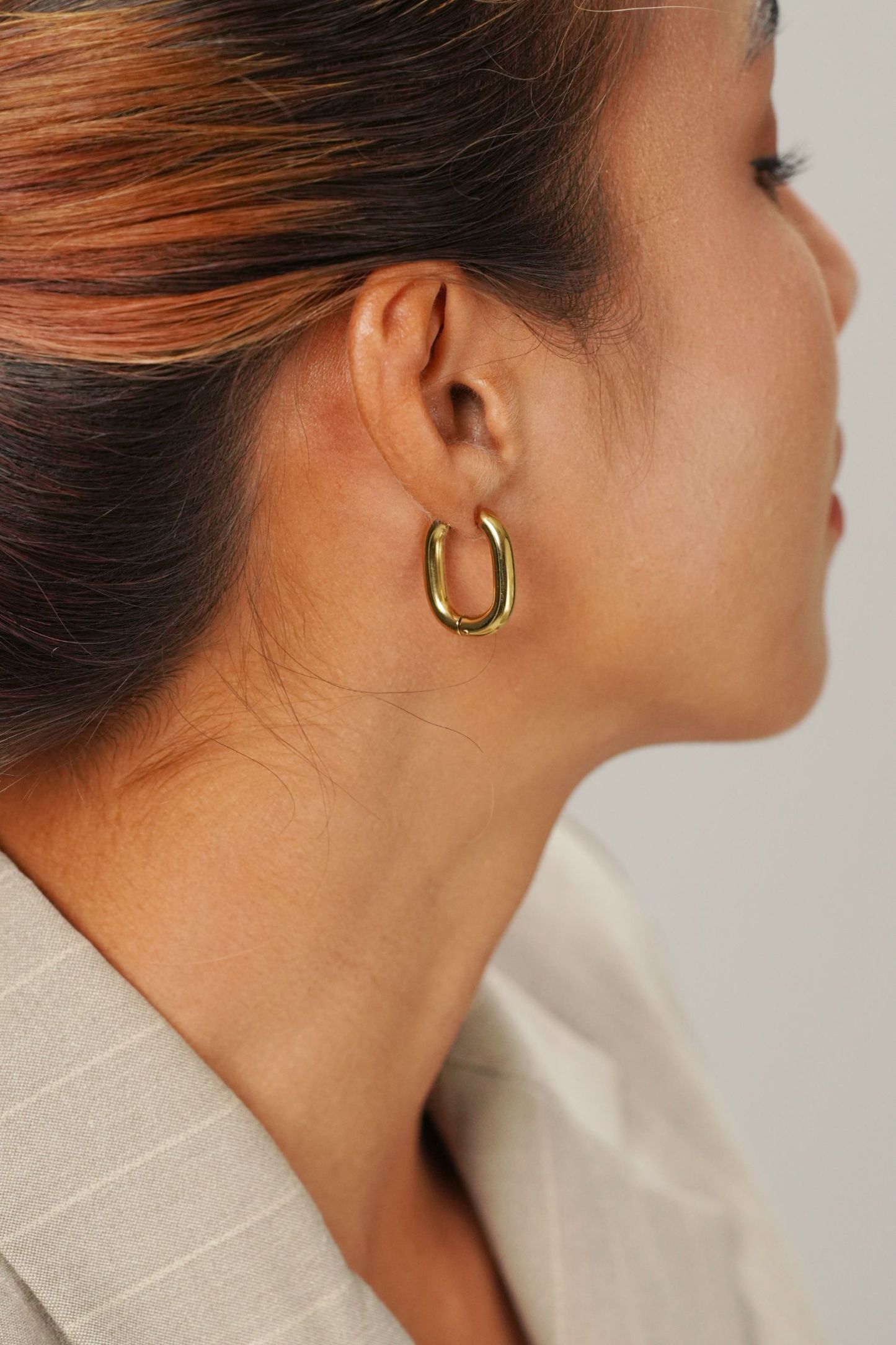 Oval Gold Hoop Earrings