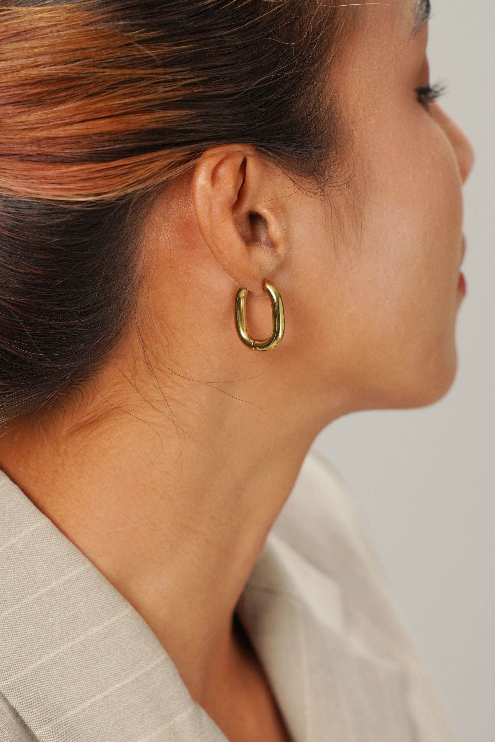 Oval Gold Hoop Earrings