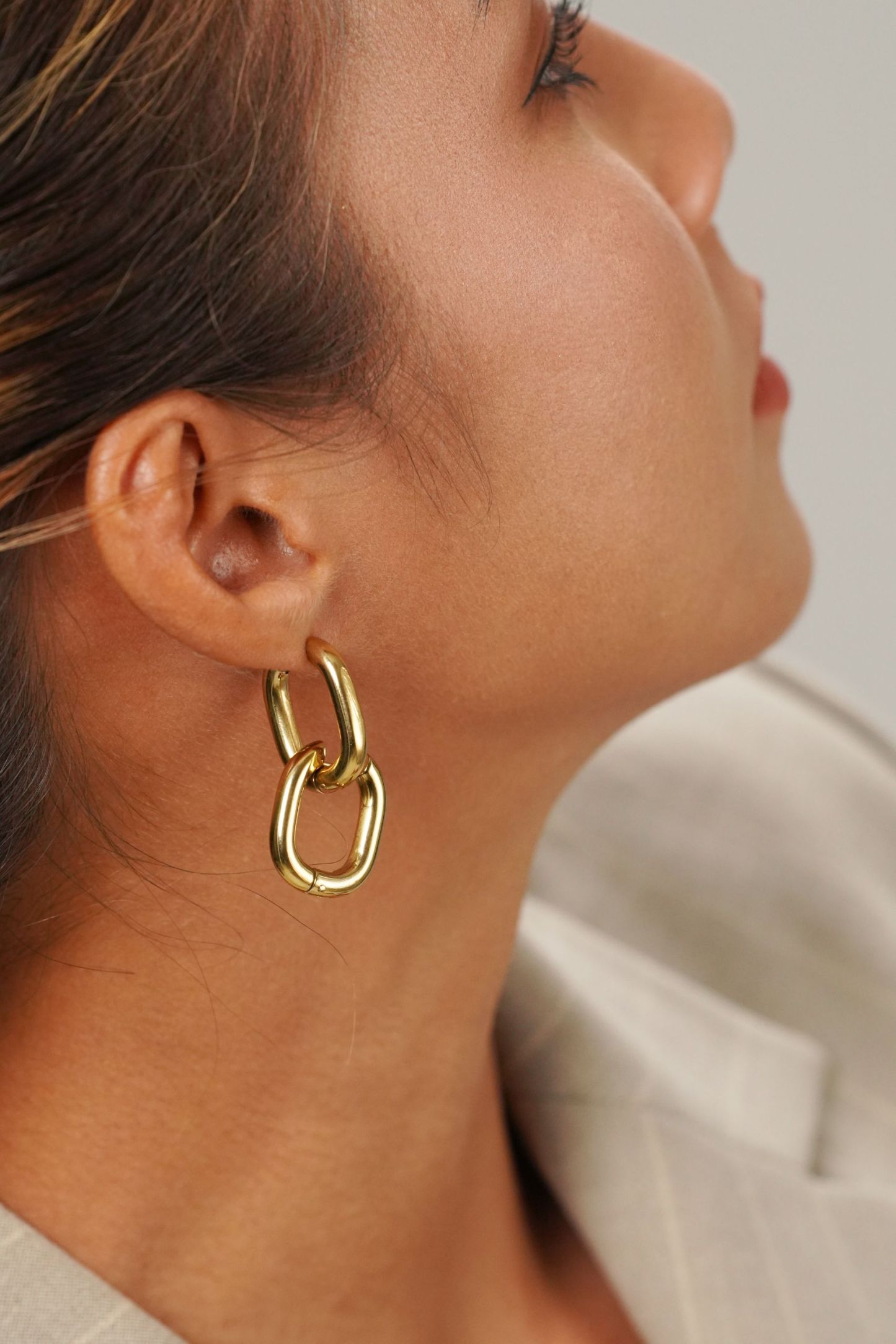 Oval Gold Hoop Earrings