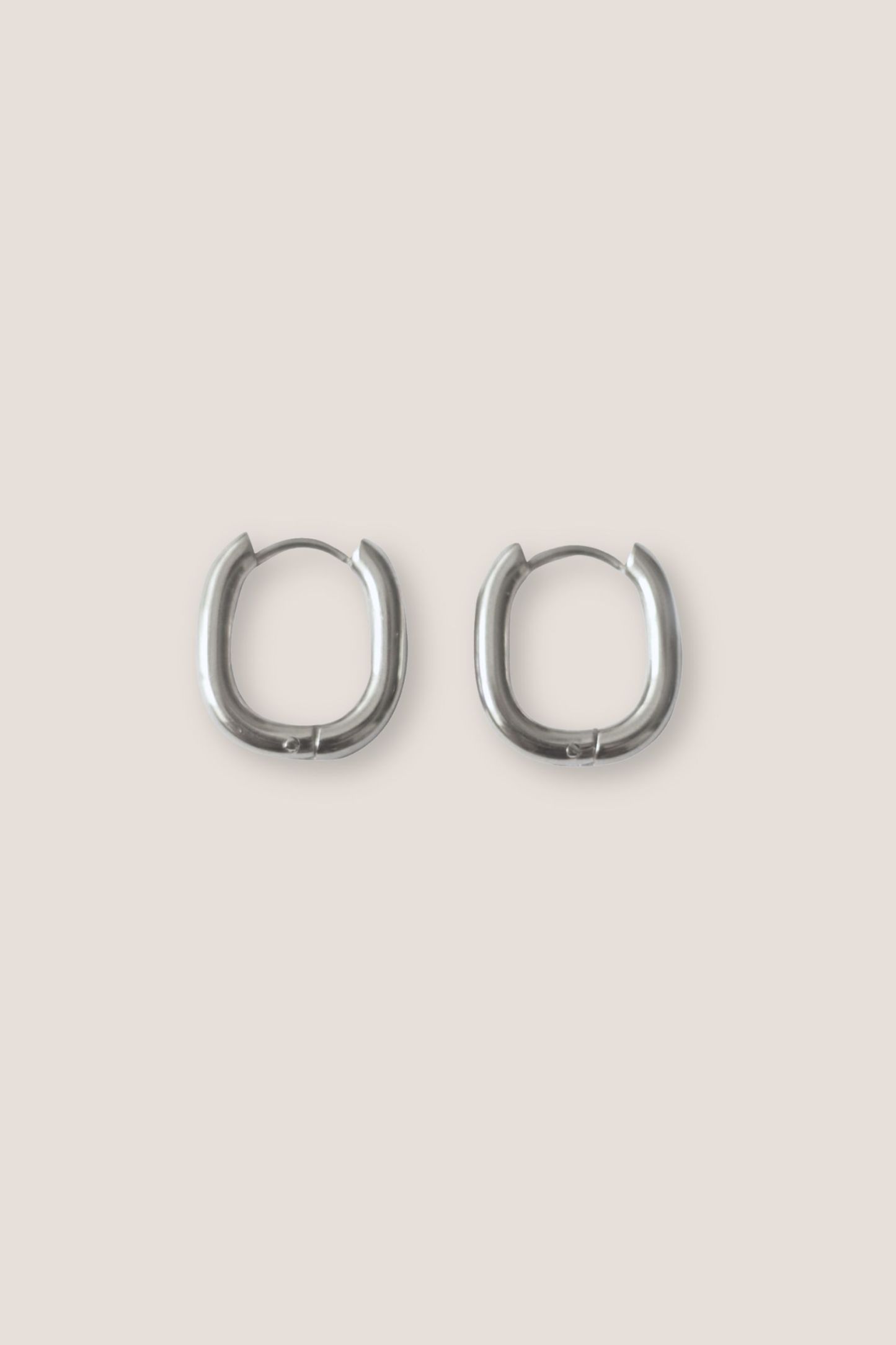 Oval Silver Hoop Earrings