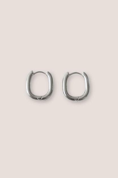 Oval Silver Hoop Earrings