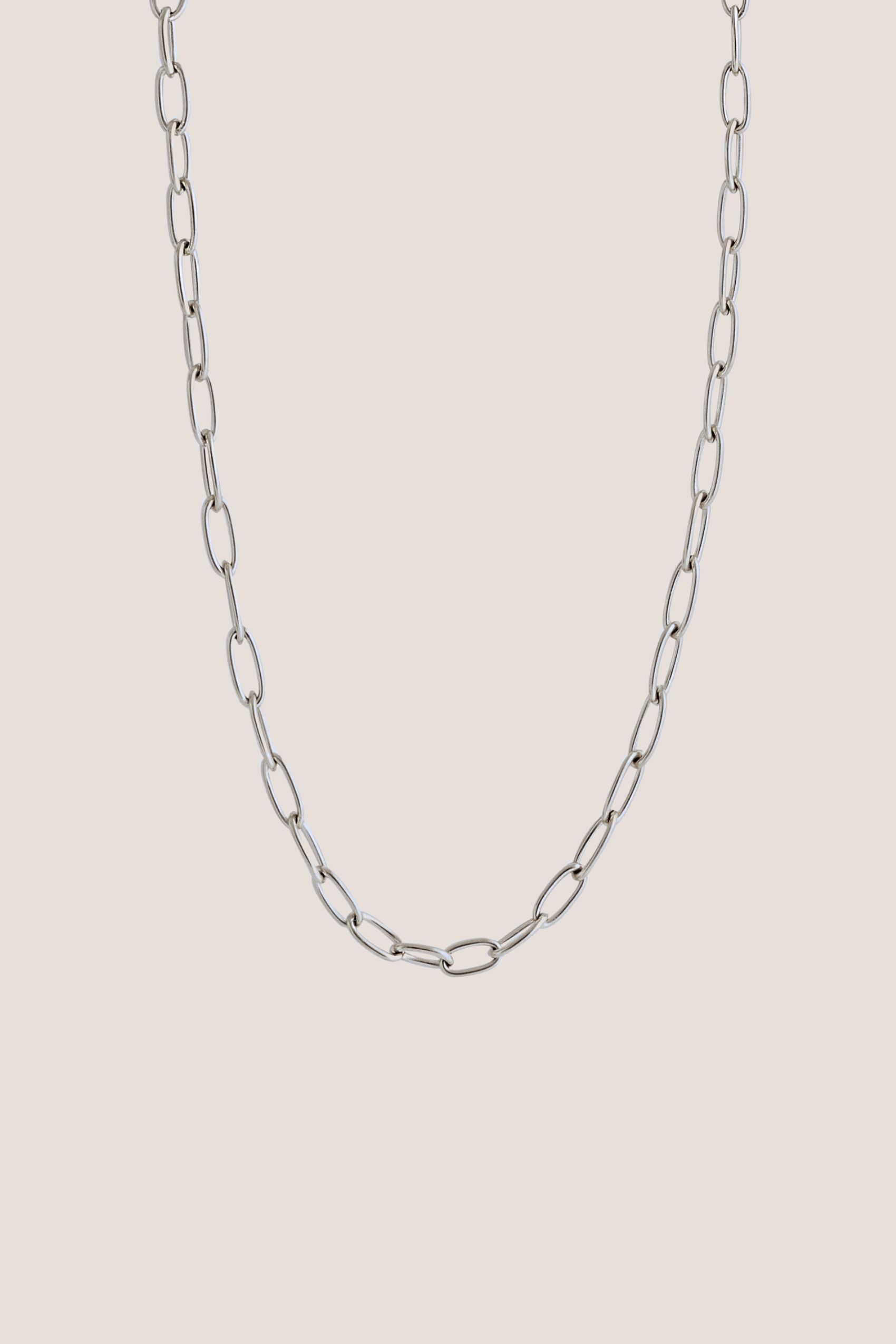 Oval Link Silver Chain Necklace