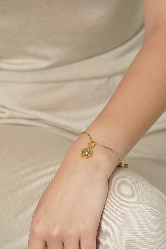 Path Charm with Gold Chain Bracelet