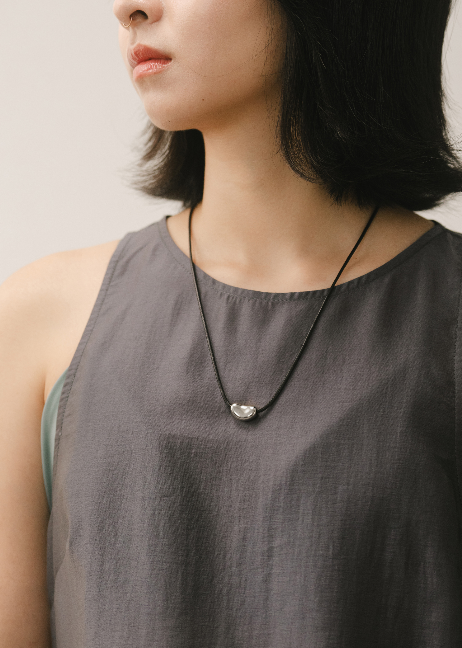 Pebble Cord Silver Necklace