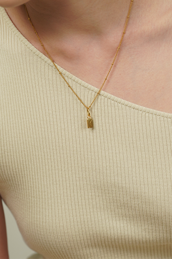 Dear Me Postcard Charm with Gold Chain Necklace