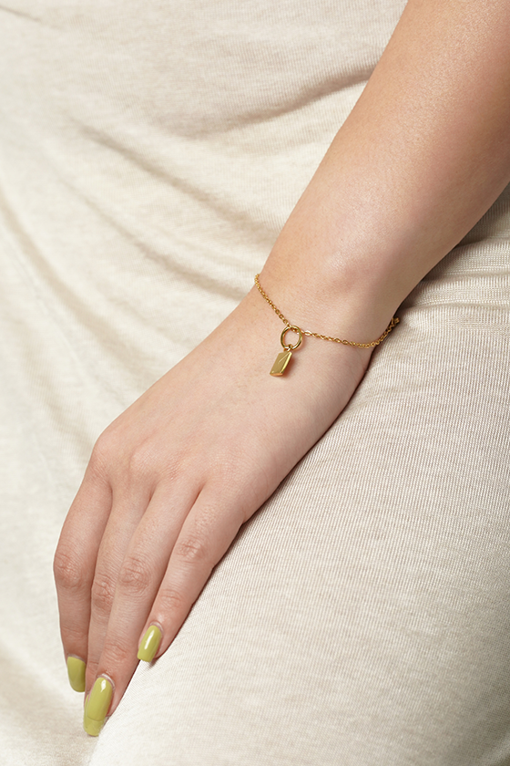 Dear Me Postcard Charm with Gold Chain Bracelet