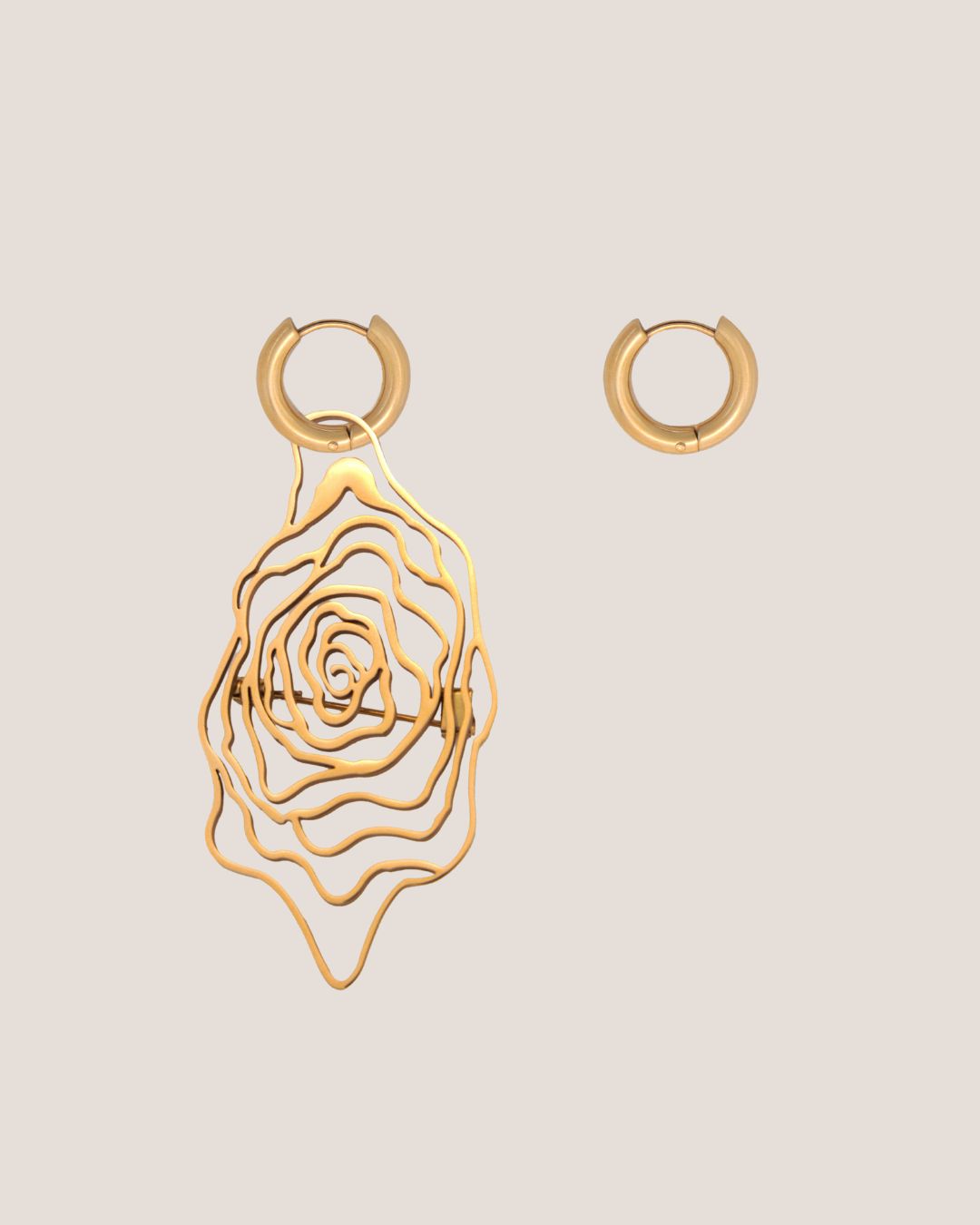 Rosette Gold Brooch Earrings
