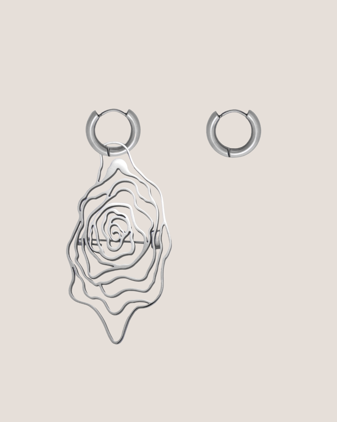 Rosette Silver Brooch Earrings