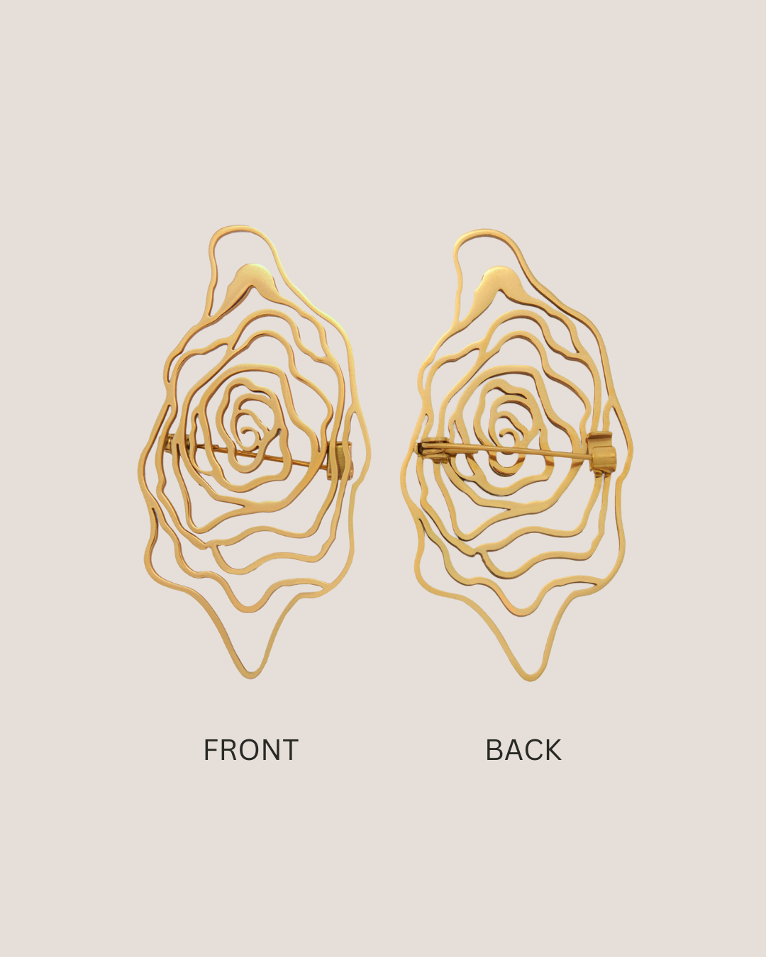 Rosette Gold Brooch Earrings