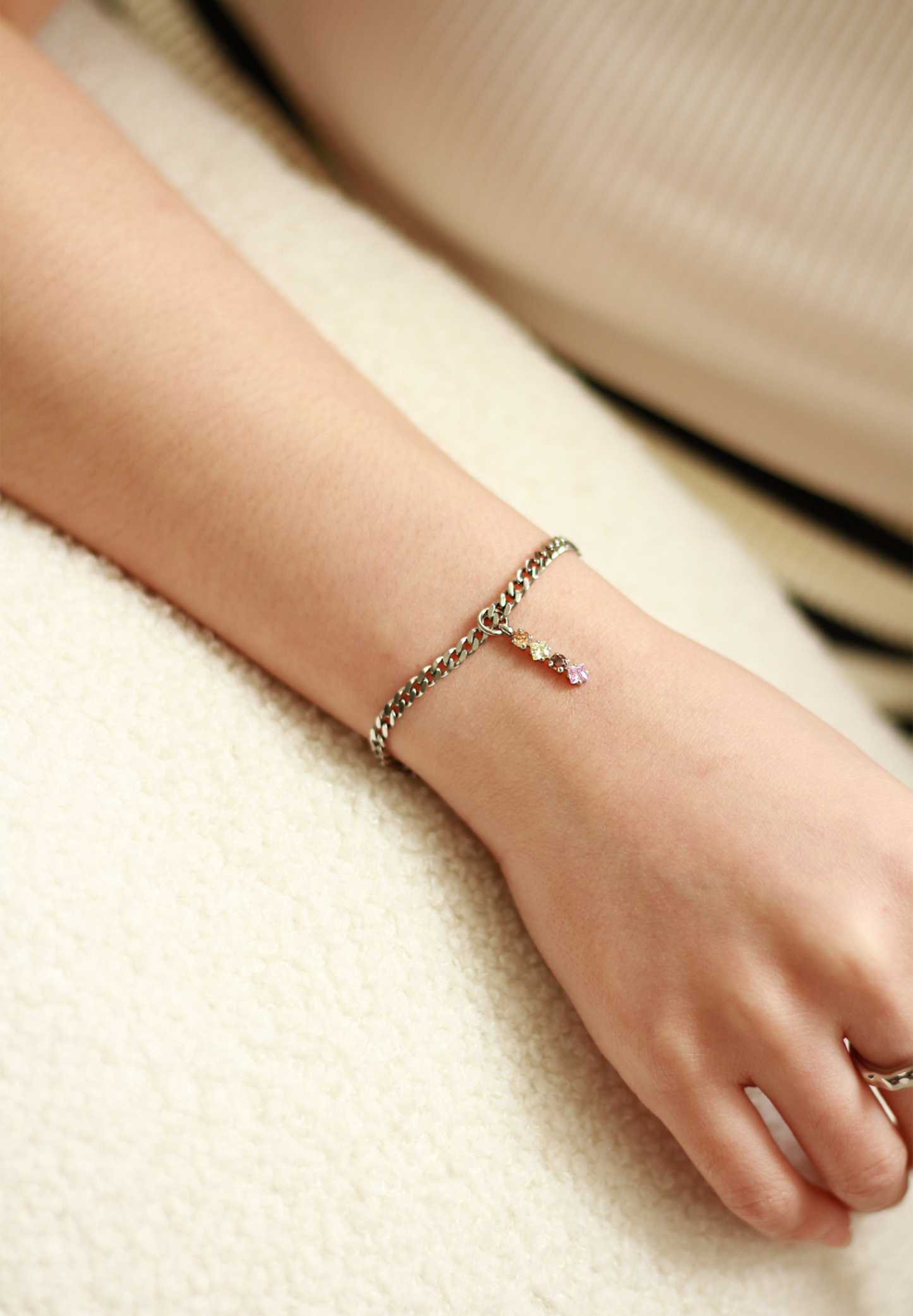 Romantic Mystic Pendant Silver with Curb Chain Bracelet