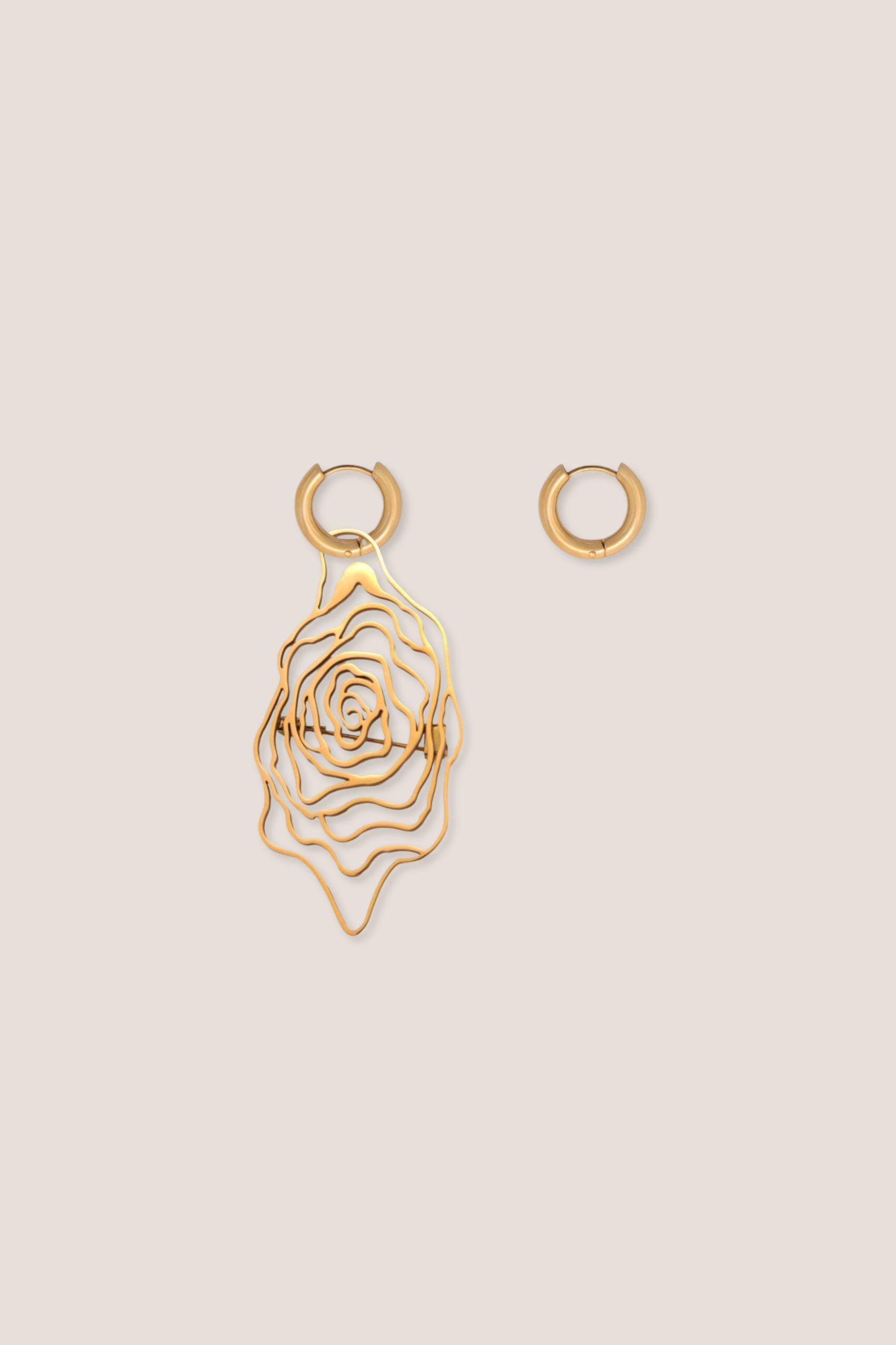Rosette Gold Brooch Earrings