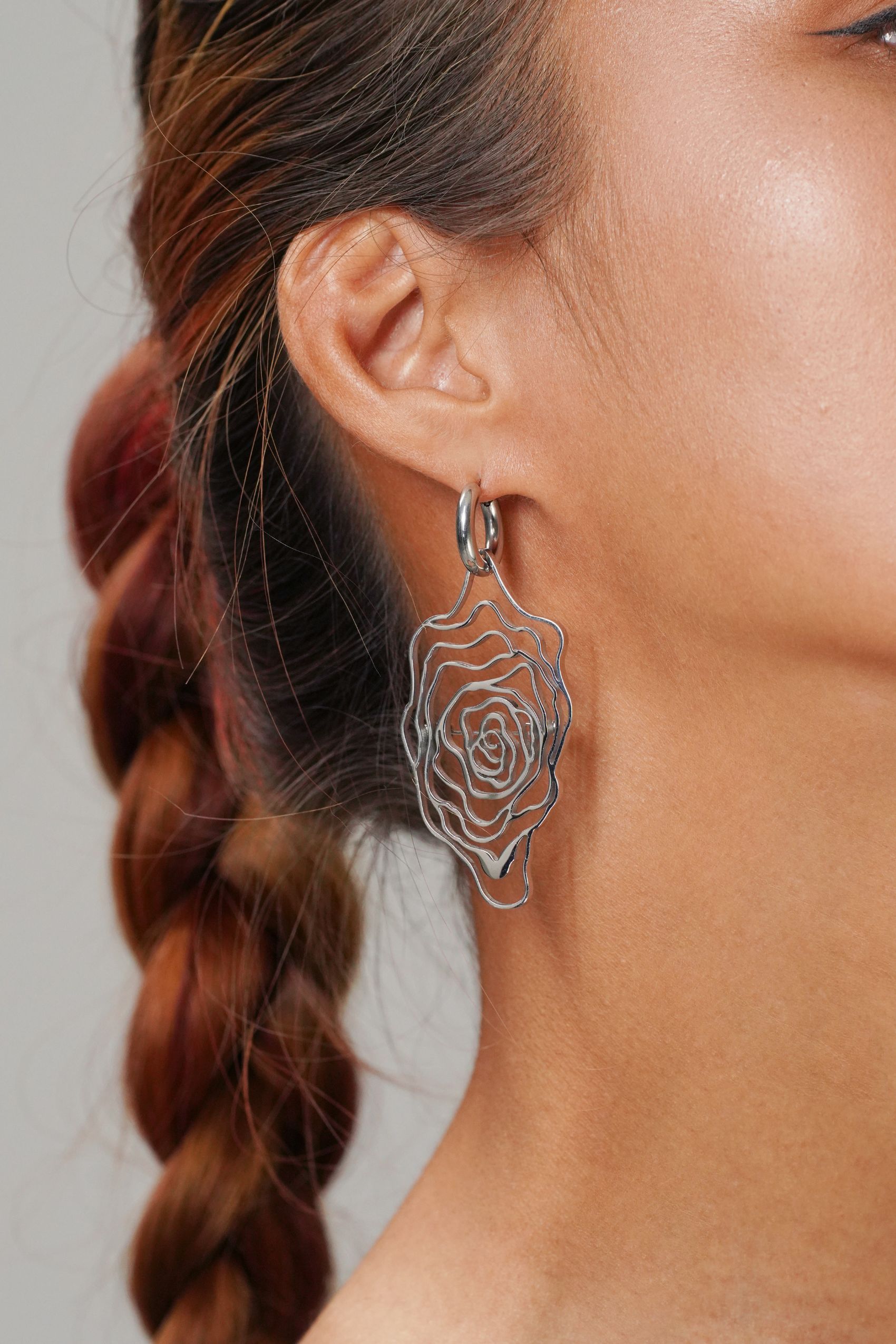 Rosette Silver Brooch Earrings