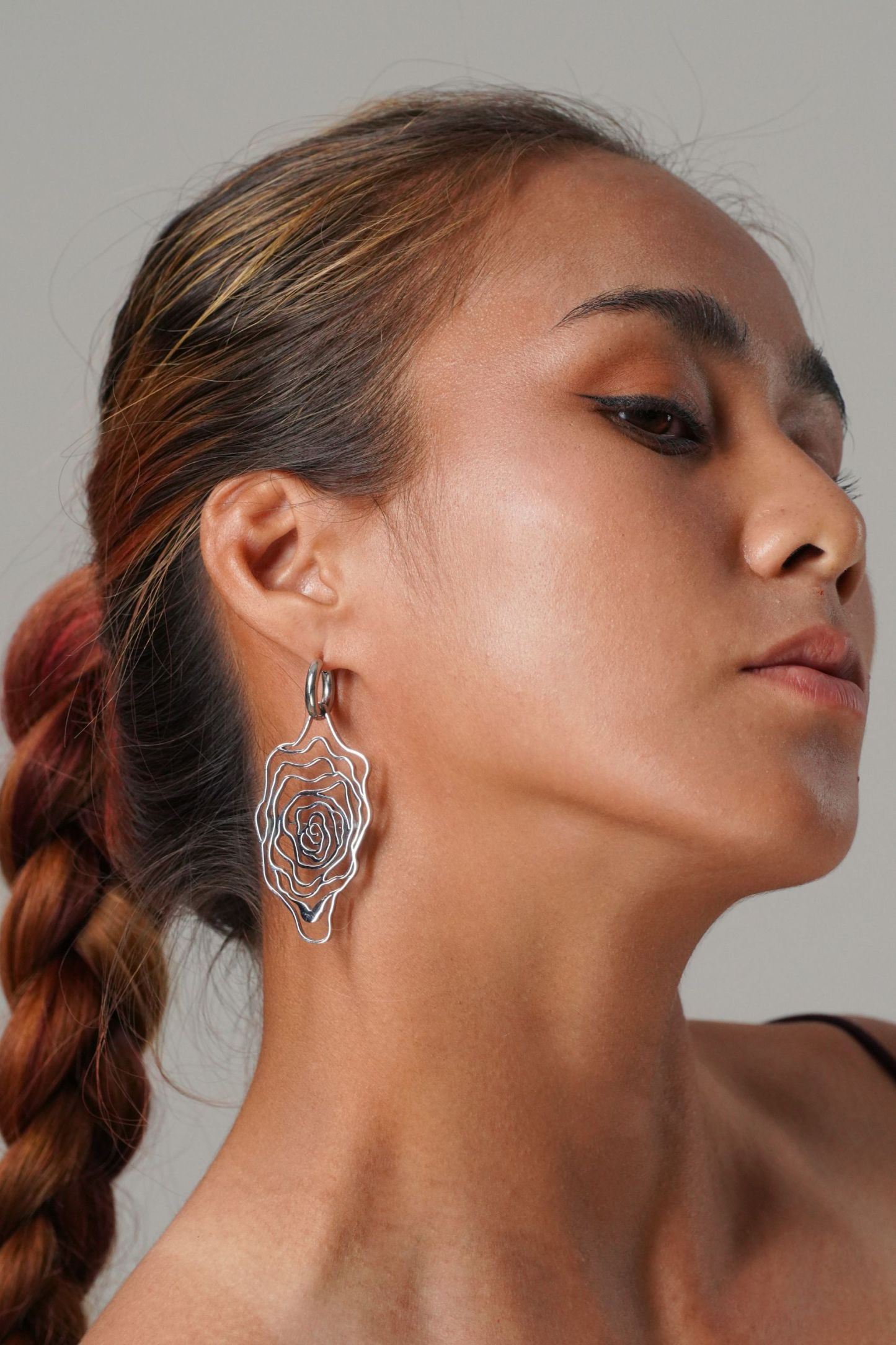 Rosette Silver Brooch Earrings