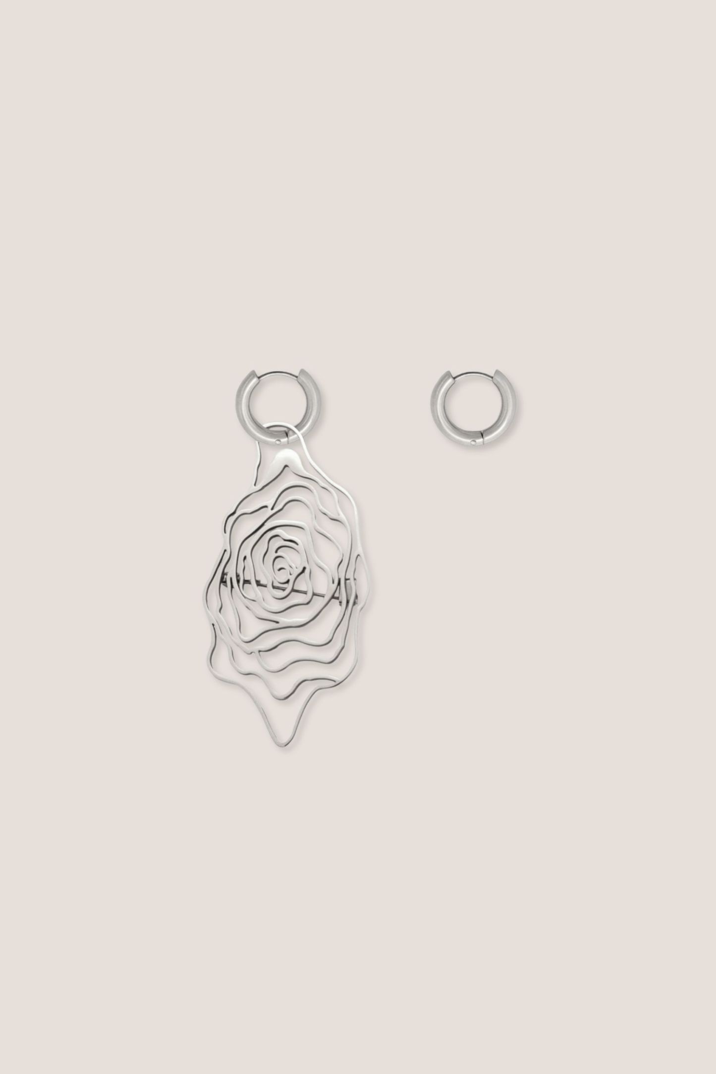 Rosette Silver Brooch Earrings