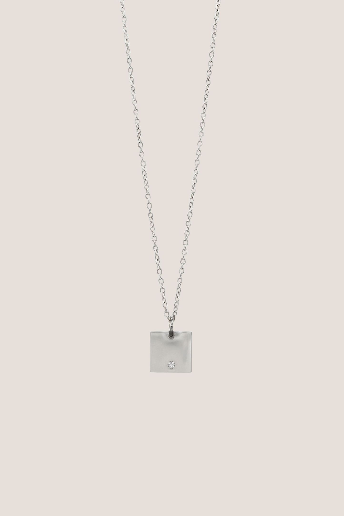 Square Silver Chain Pendant Necklace