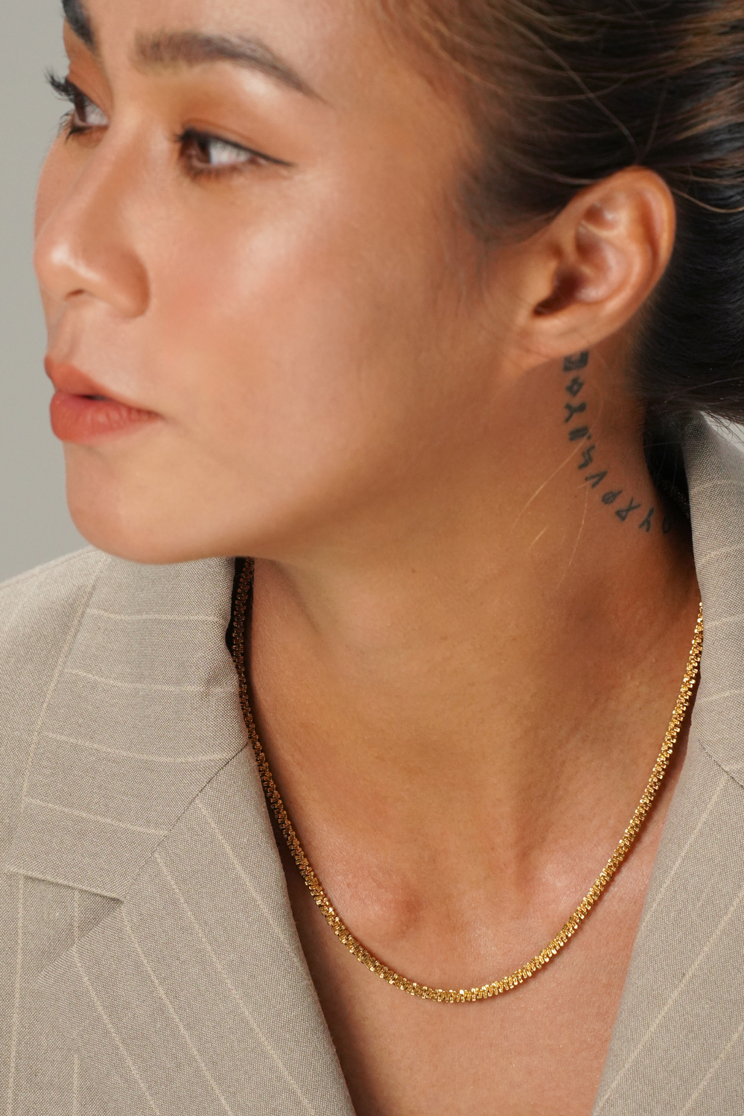 Tweed Gold Chain Necklace
