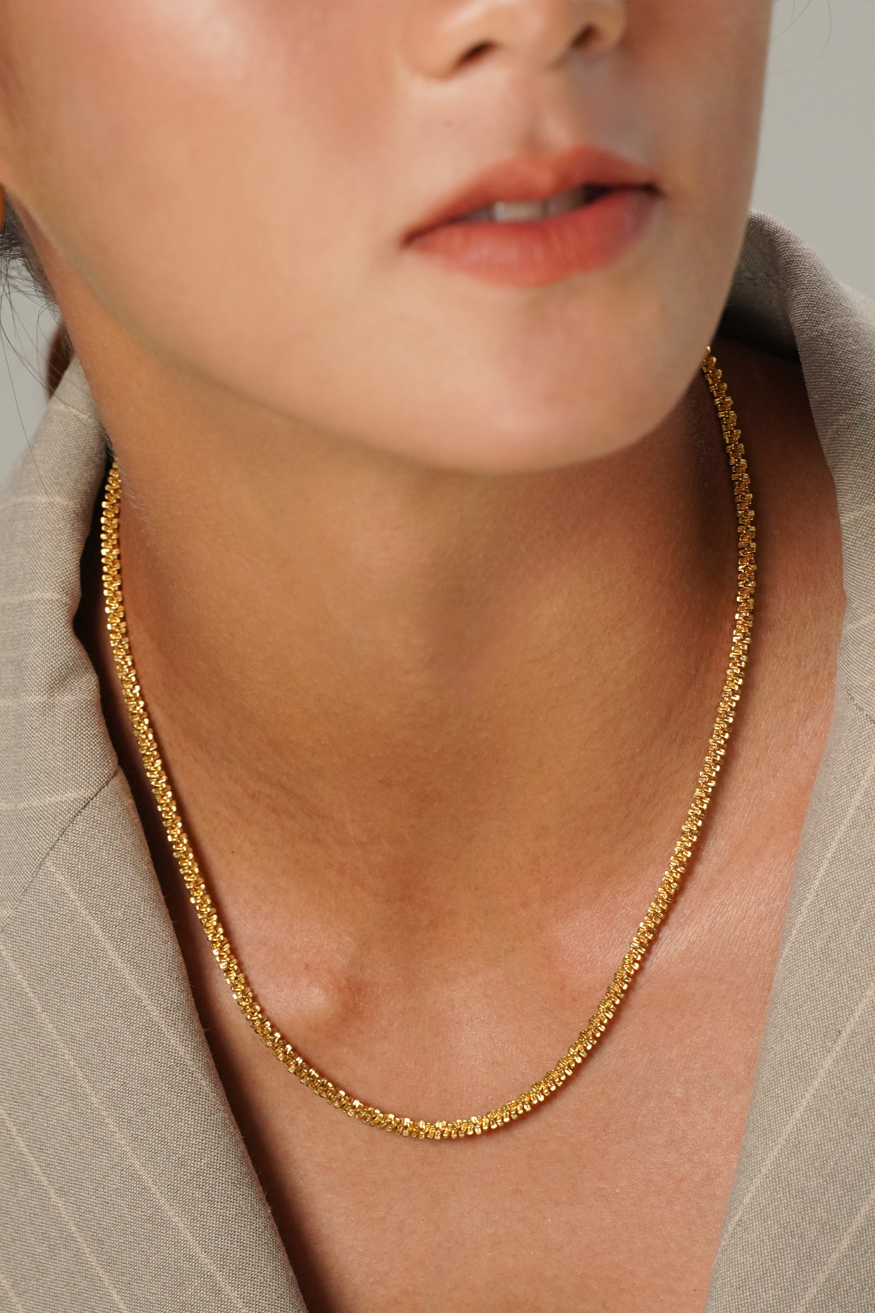 Tweed Gold Chain Necklace