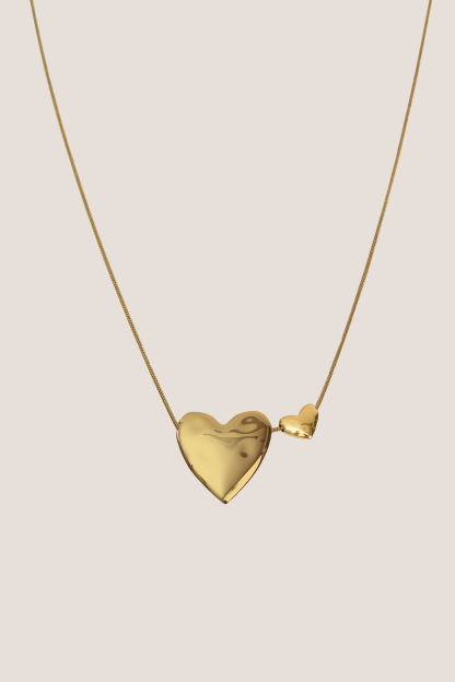 Two of a Kind Heart Gold Necklace