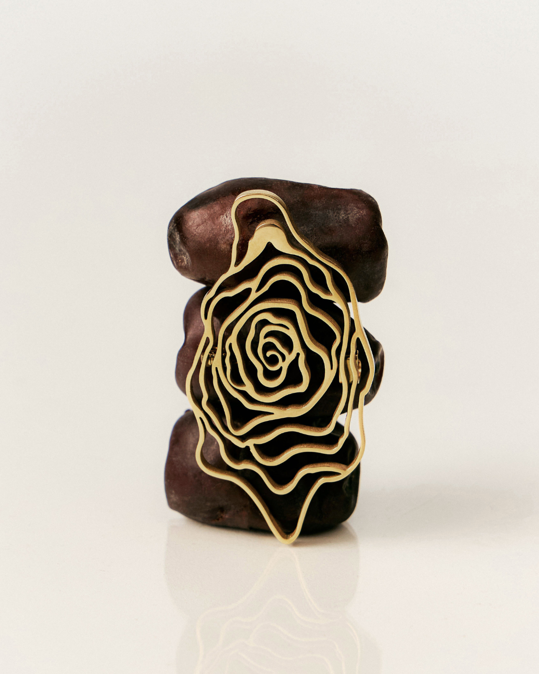 Rosette Gold Brooch Earrings