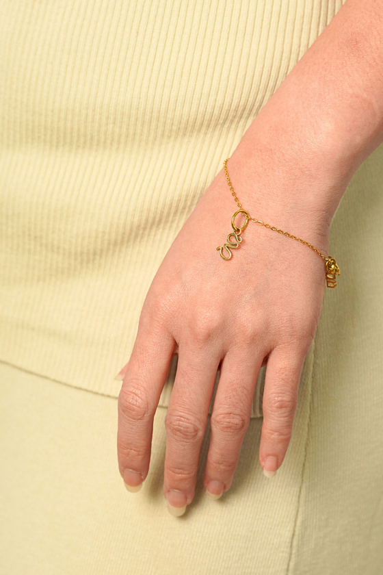 Go With The Slow Charm with Gold Chain Bracelet