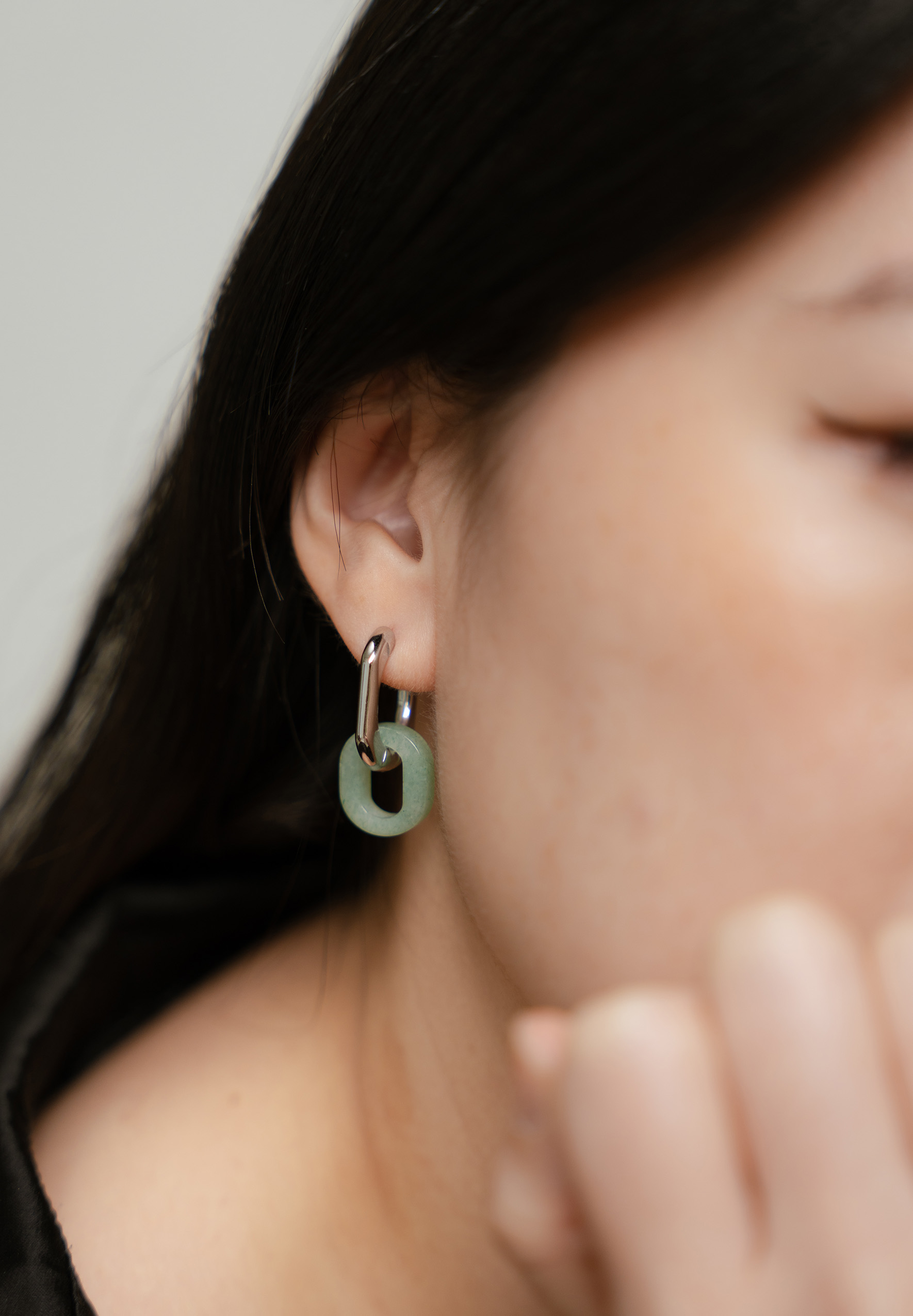 Vera Aventurine Jade Silver Stud Earrings