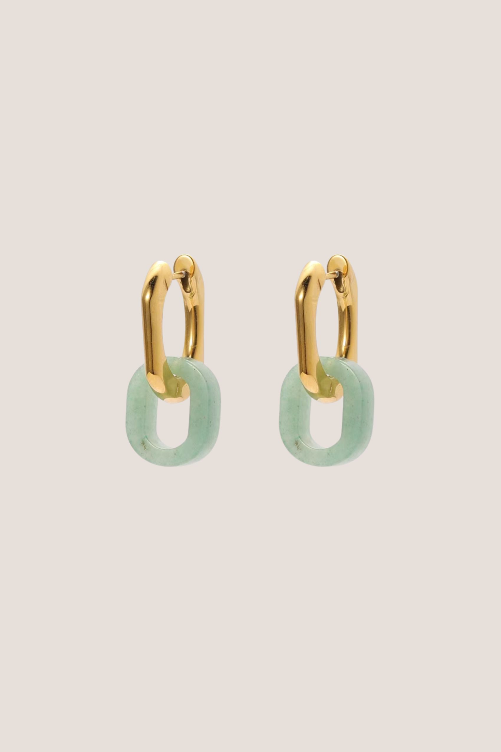 Vera Aventurine Jade Gold Hoop Earrings