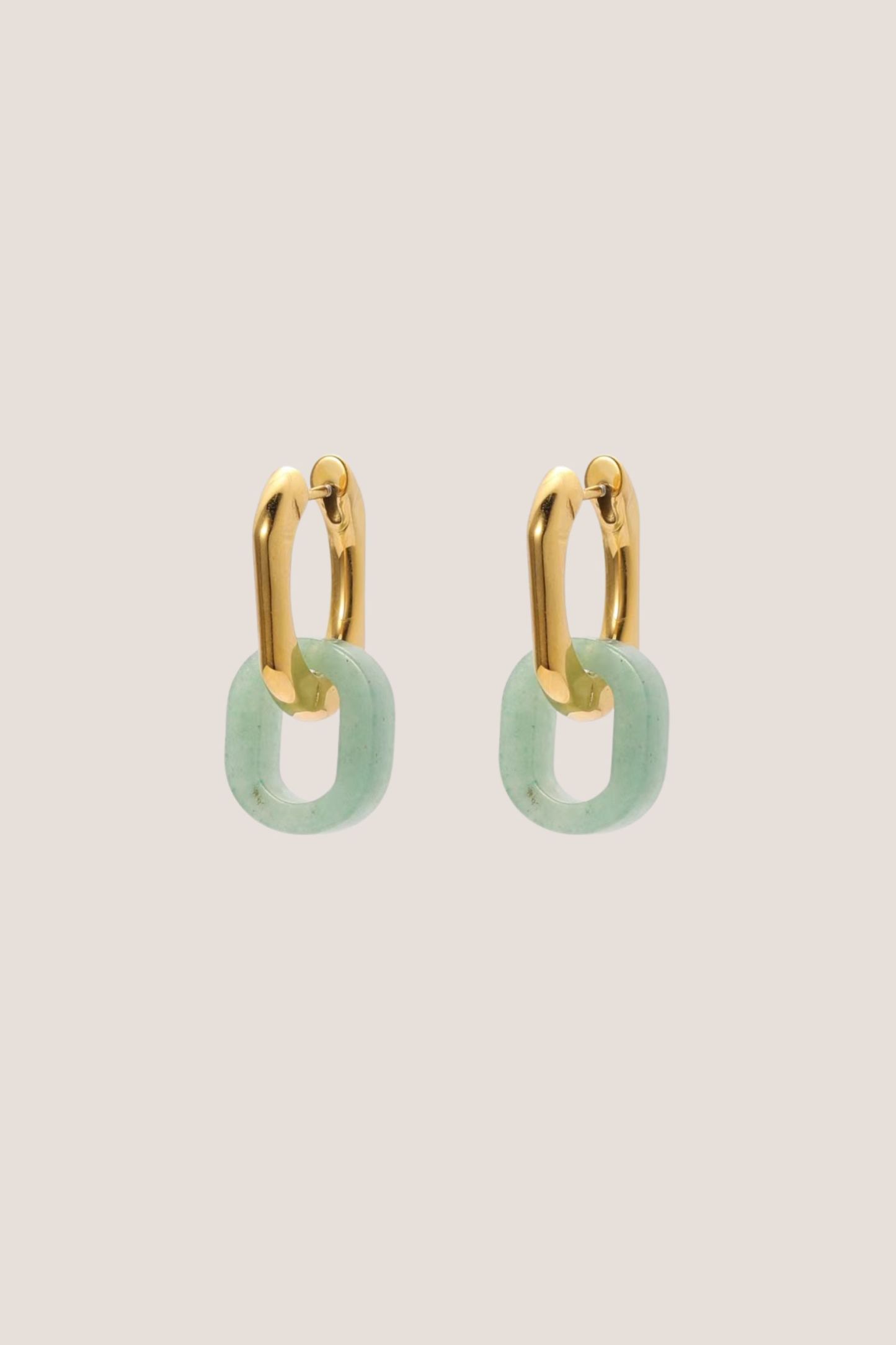 Vera Aventurine Jade Gold Hoop Earrings