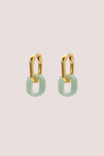 Vera Aventurine Jade Gold Hoop Earrings