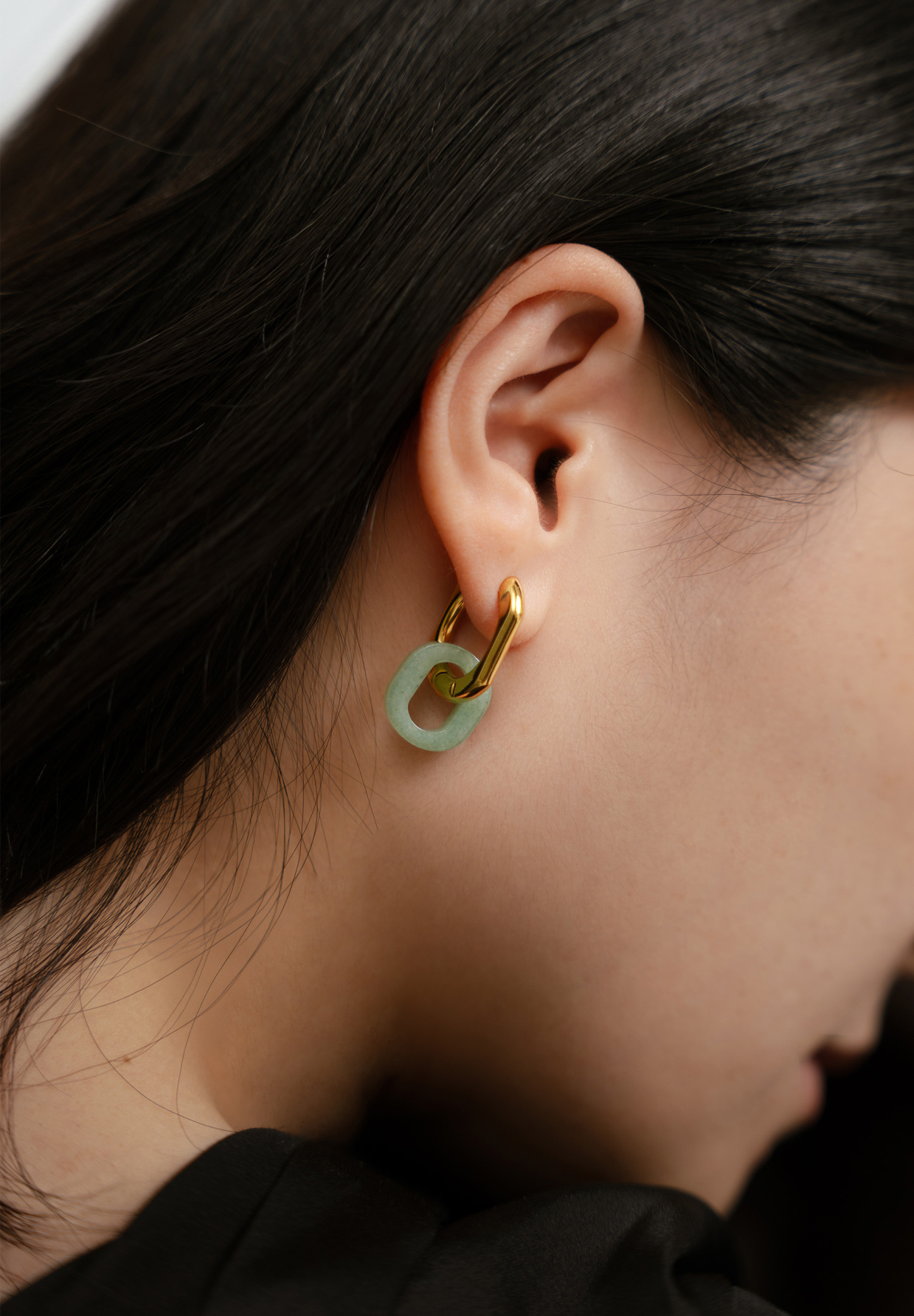 Vera Aventurine Jade Gold Stud Earrings