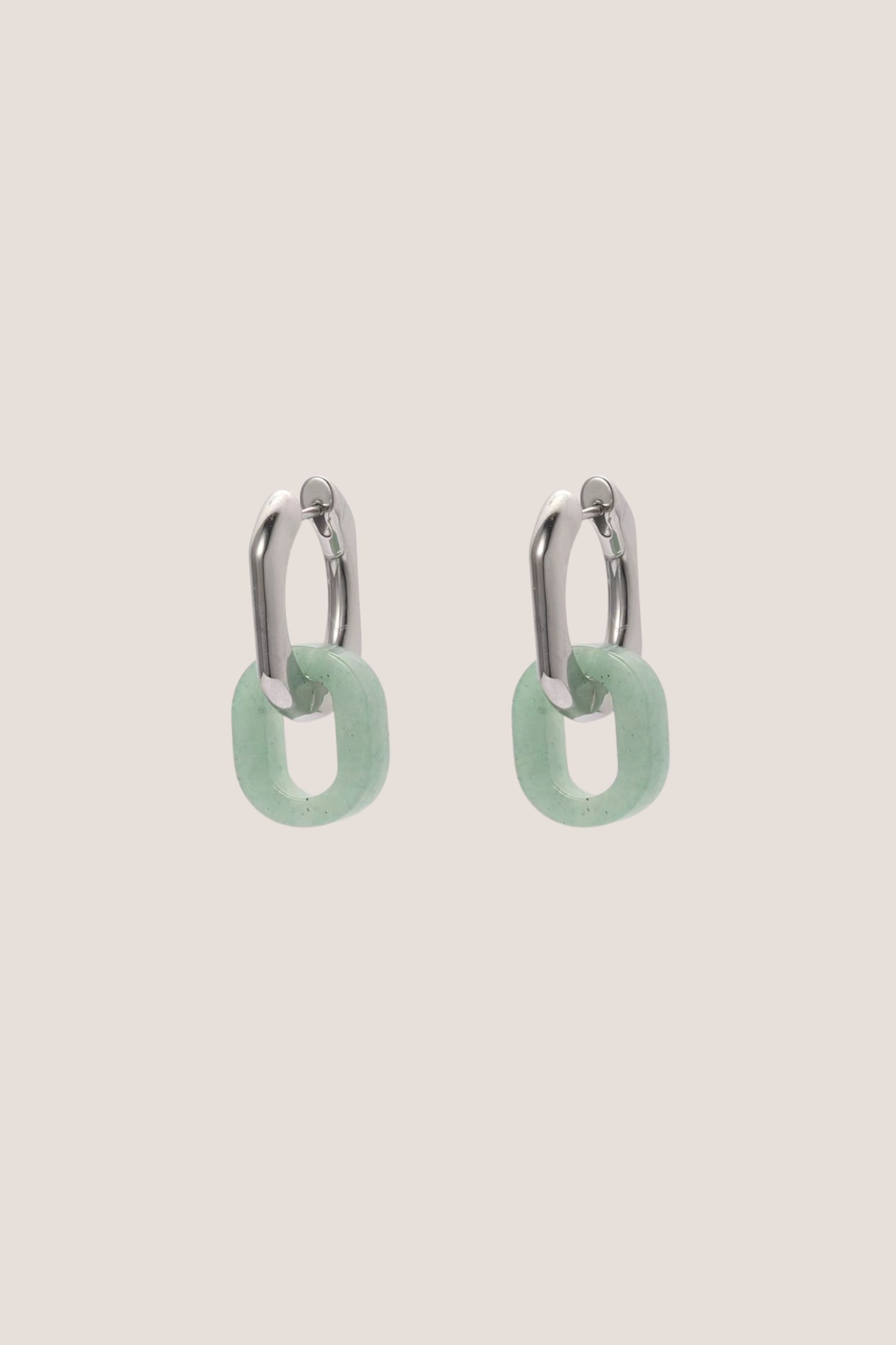 Vera Aventurine Jade Silver Hoop Earrings