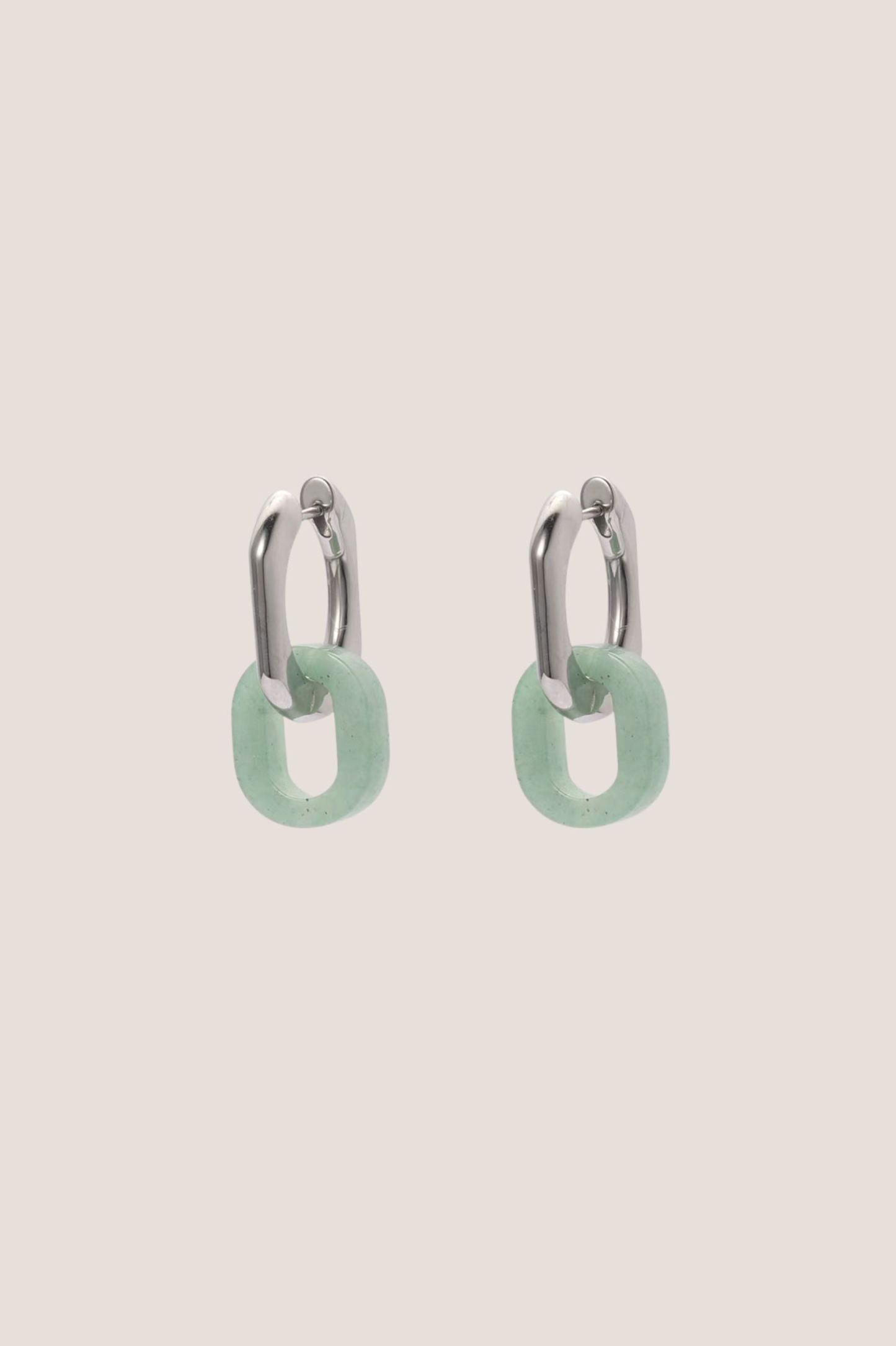 Vera Aventurine Jade Silver Hoop Earrings