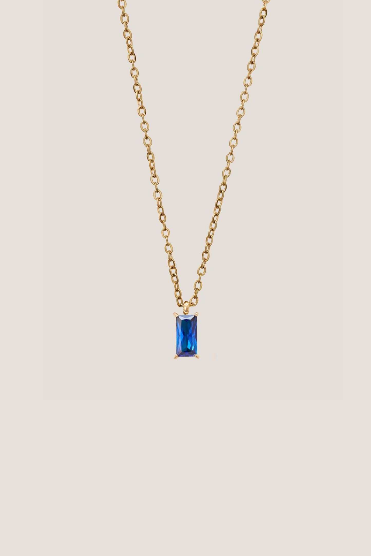 Verity Blue Sapphire Pendant Gold Chain Necklace