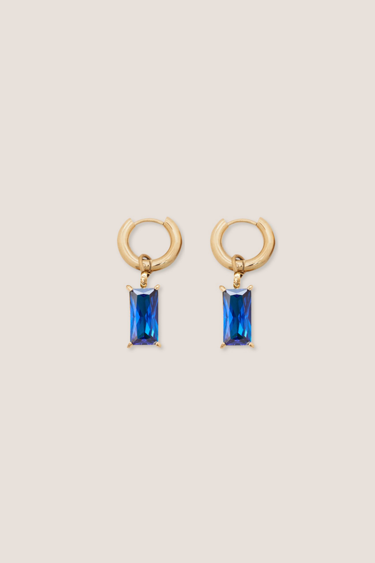 Verity Blue Sapphire Mini Gold Hoop Earrings