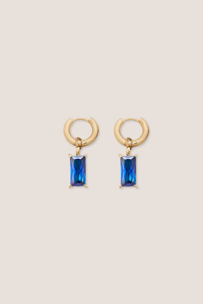 Verity Blue Sapphire Mini Gold Hoop Earrings
