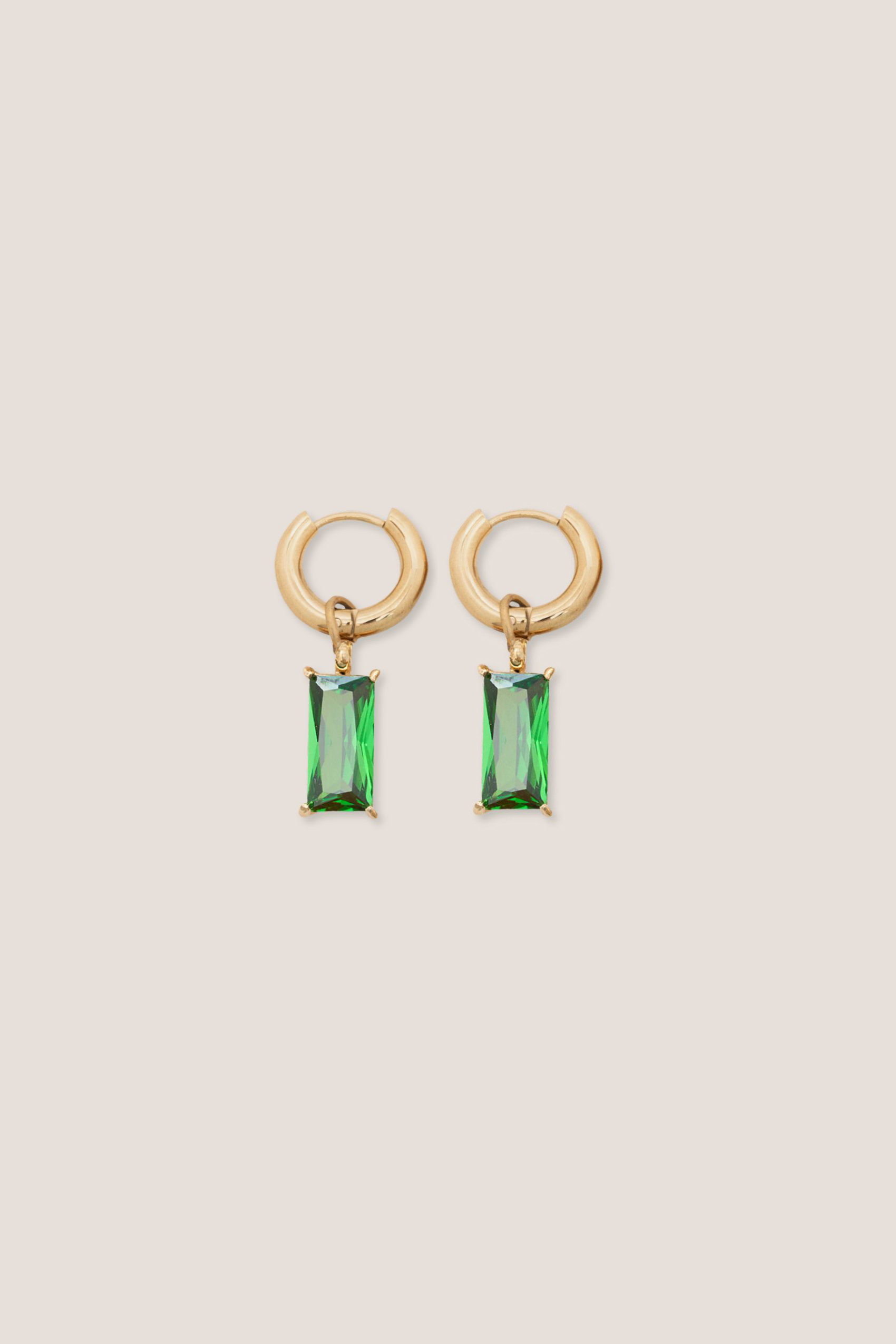 Verity Emerald Mini Gold Hoop Earrings