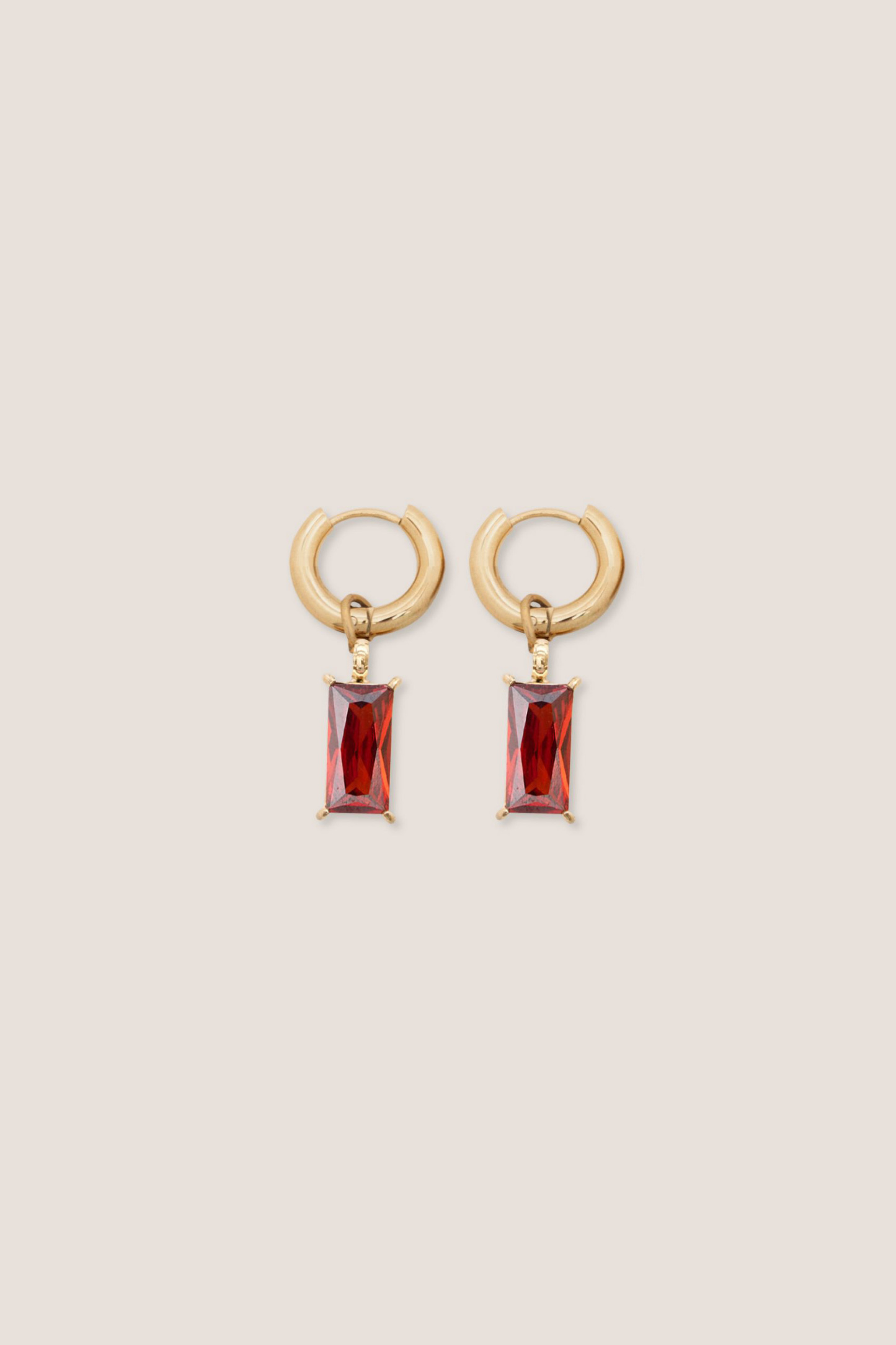 Verity Ruby Mini Gold Hoop Earrings