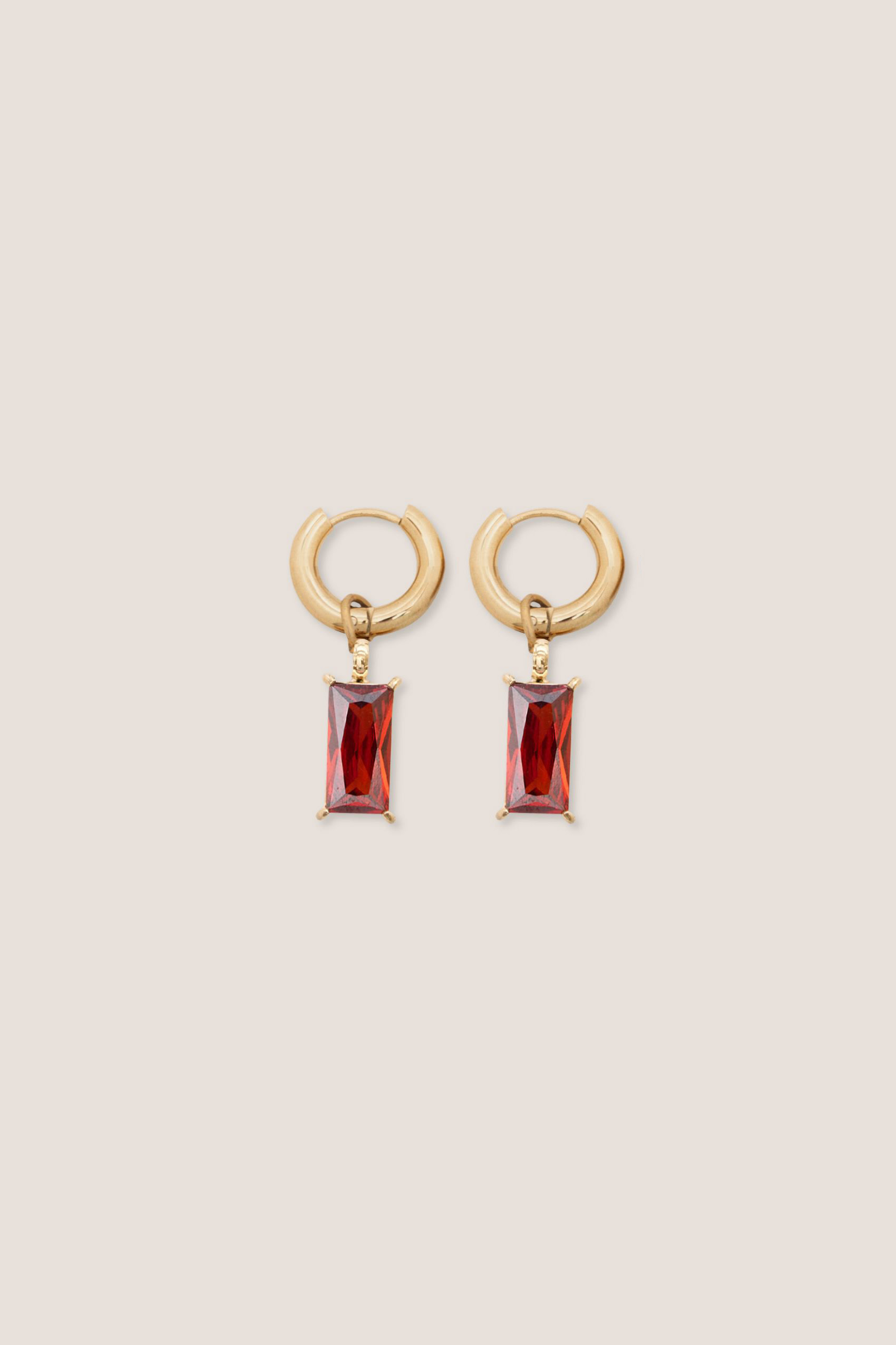 Verity Ruby Mini Gold Hoop Earrings