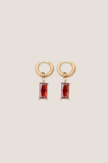 Verity Ruby Mini Gold Hoop Earrings