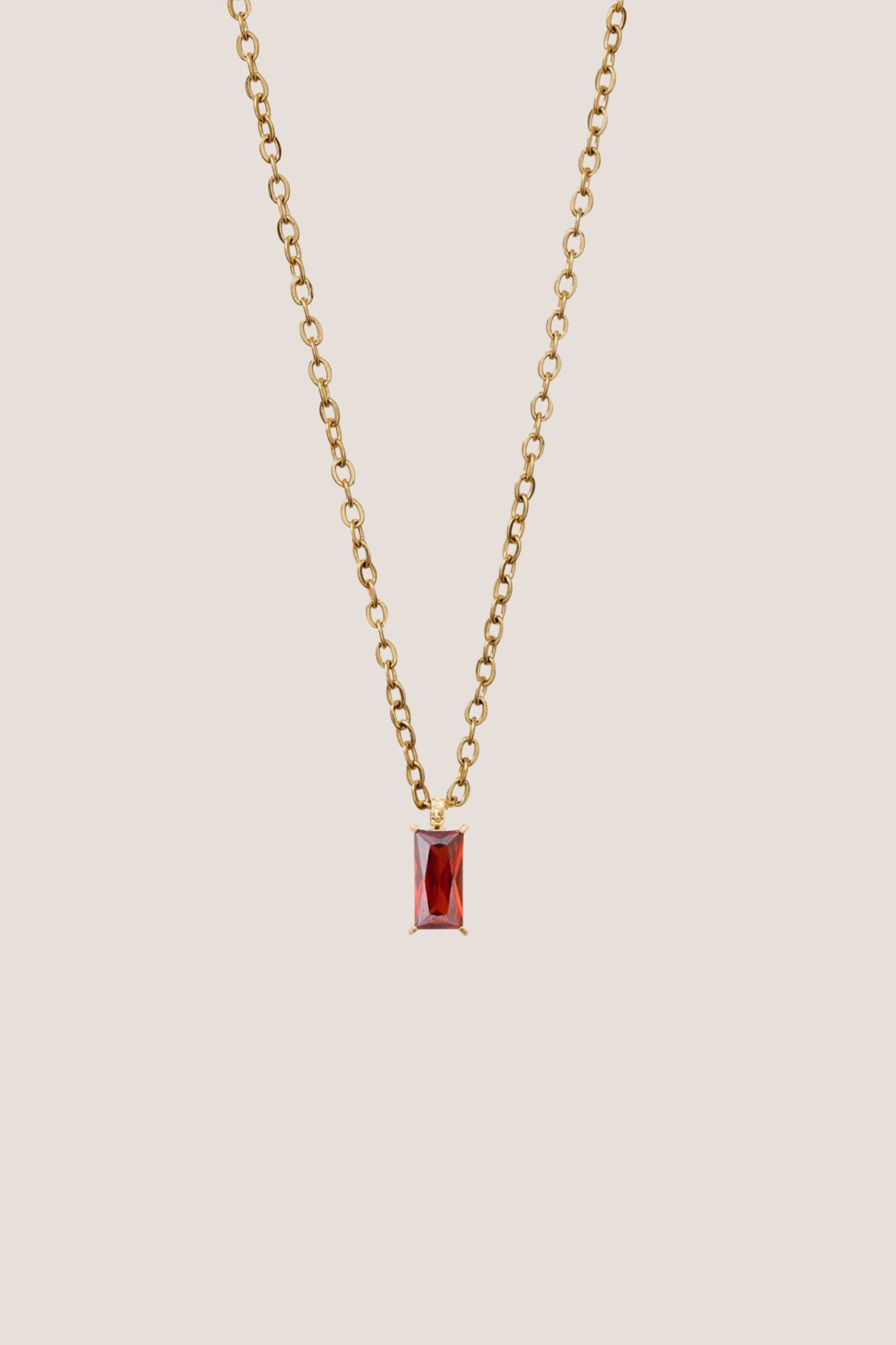 Verity Ruby Pendant Gold Chain Necklace