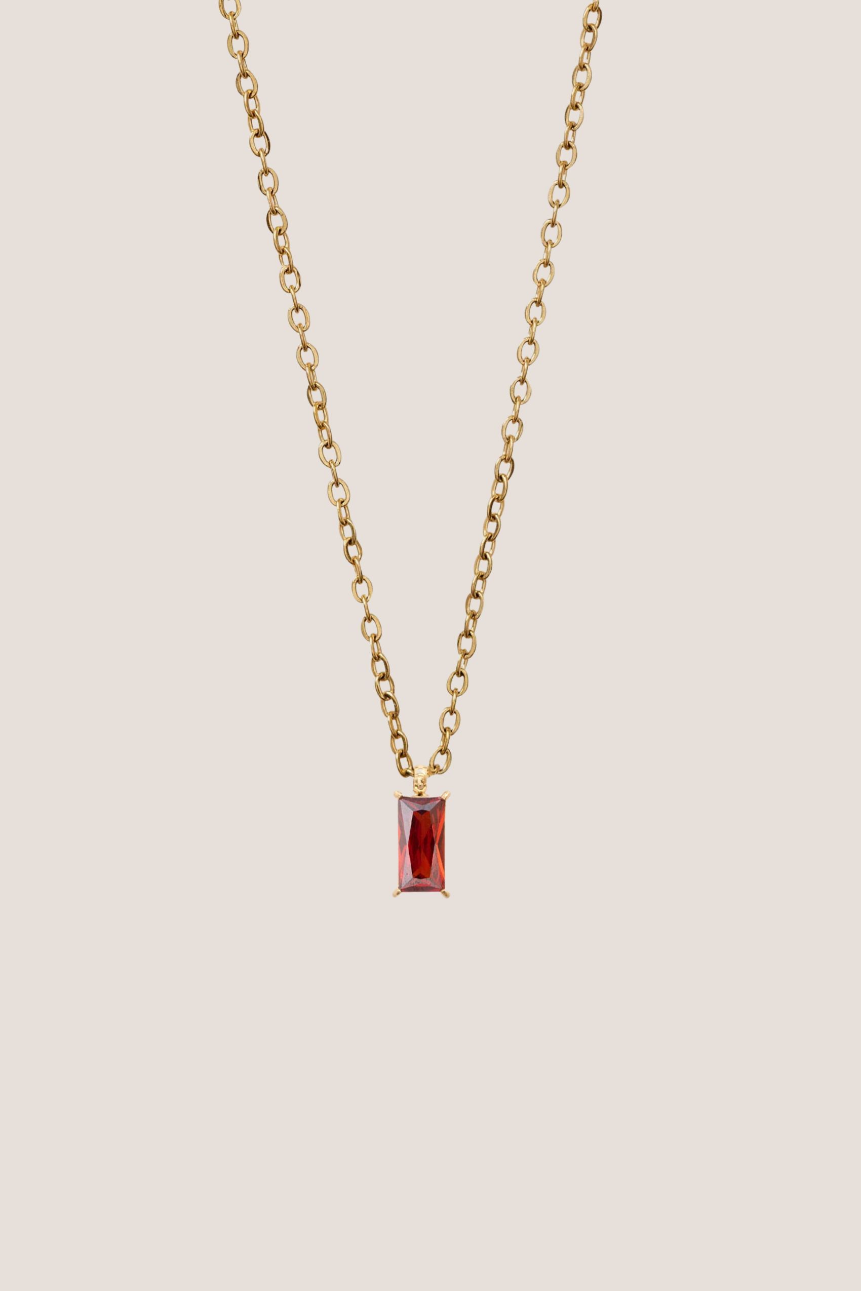 Verity Ruby Pendant Gold Chain Necklace