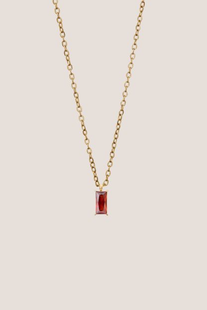 Verity Ruby Pendant Gold Chain Necklace