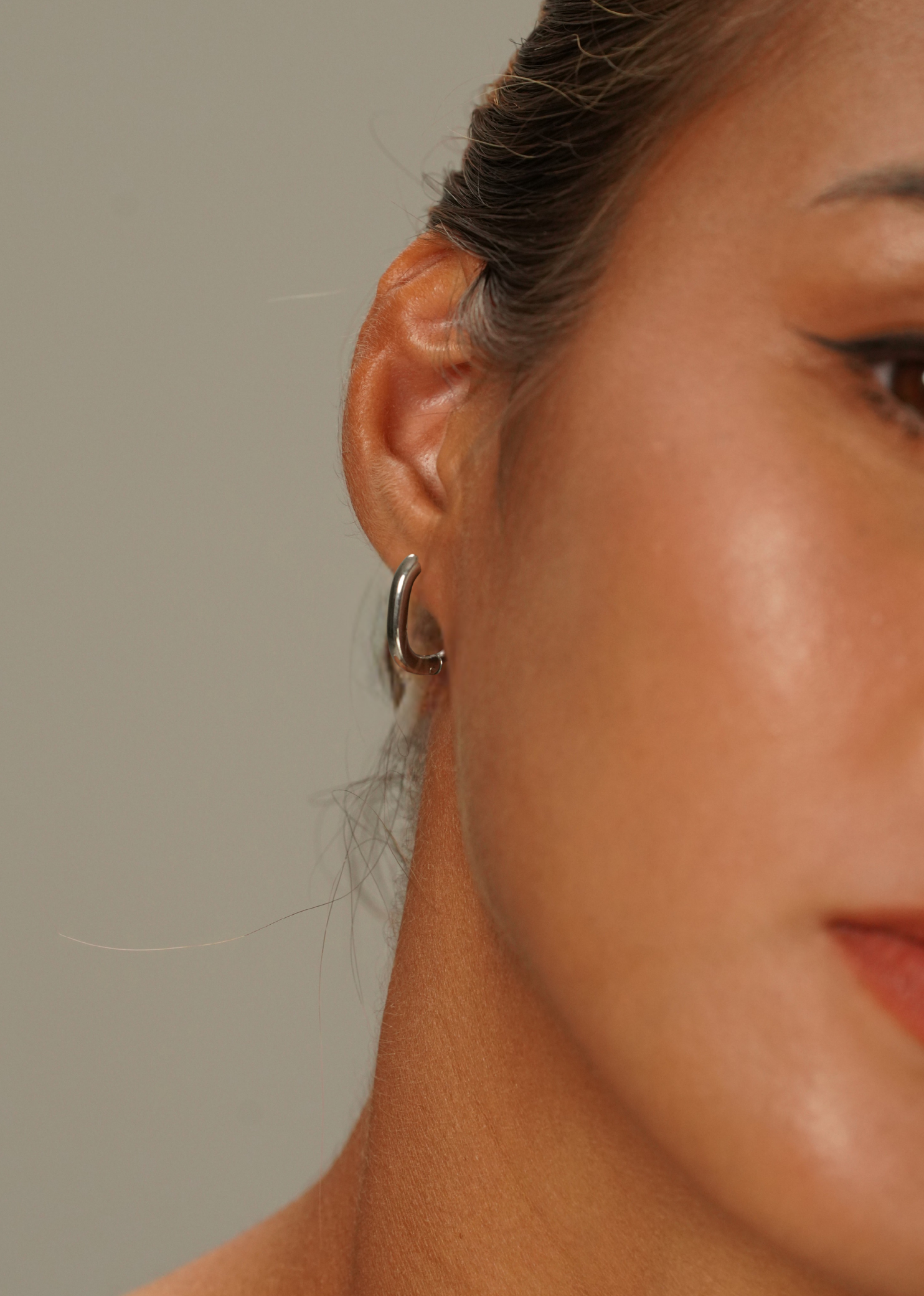 Oval Silver Hoop Earrings