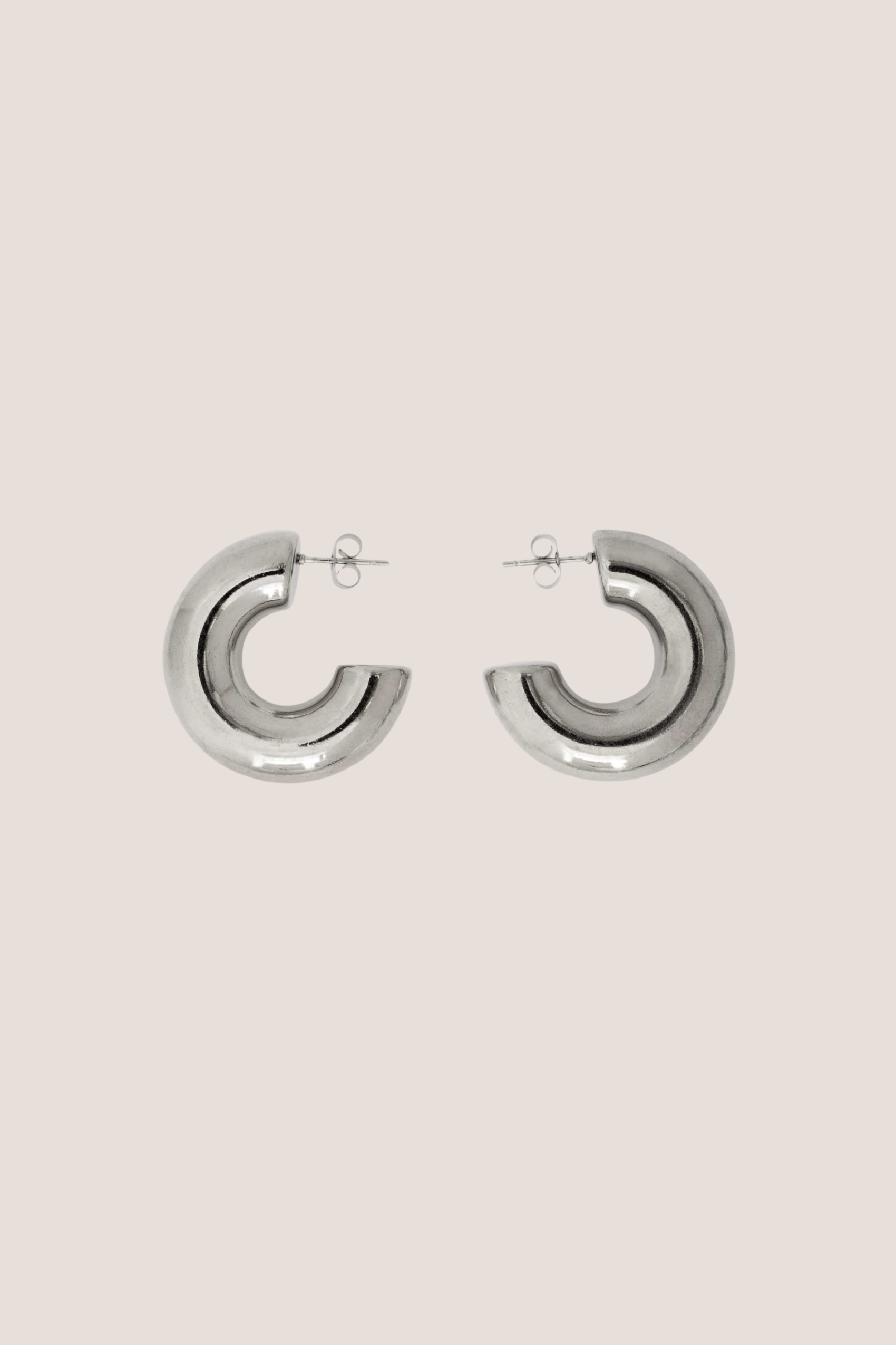 Chunky Hoop Bold Silver Earrings